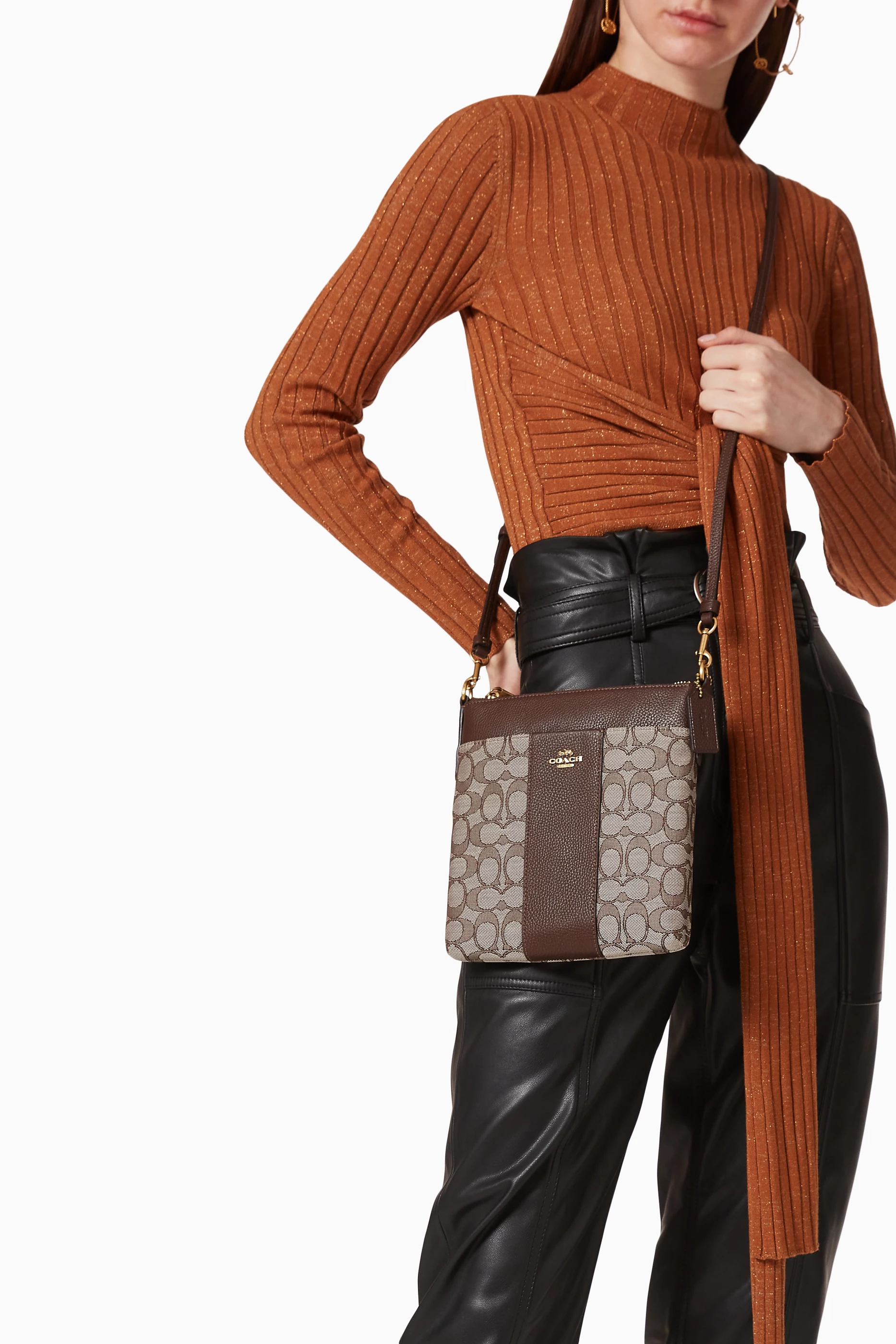 Buy Coach Brown Kitt Messenger Bag in Signature Jacquard Leather For Women Online Ounass UAE