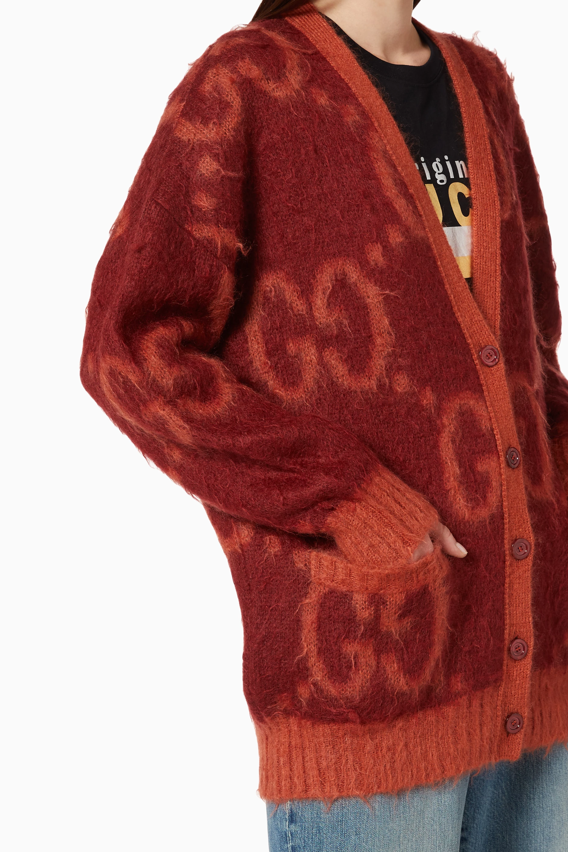 Buy Gucci Red Reversible GG Mohair Wool Cardigan For Women Online Ounass UAE