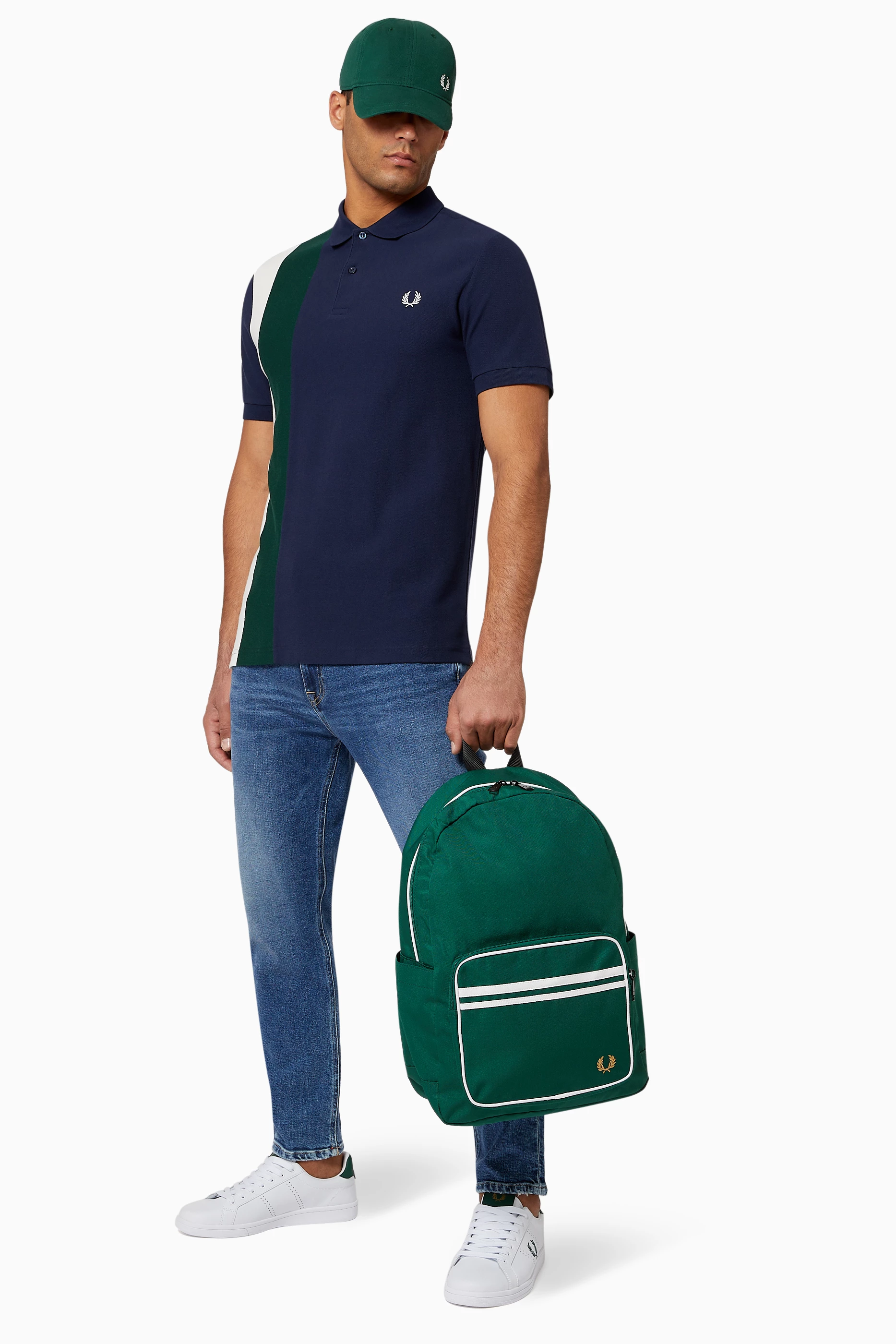 Buy Fred Perry White Twin Tipped Backpack in Textured Fabric For Men Online Ounass UAE