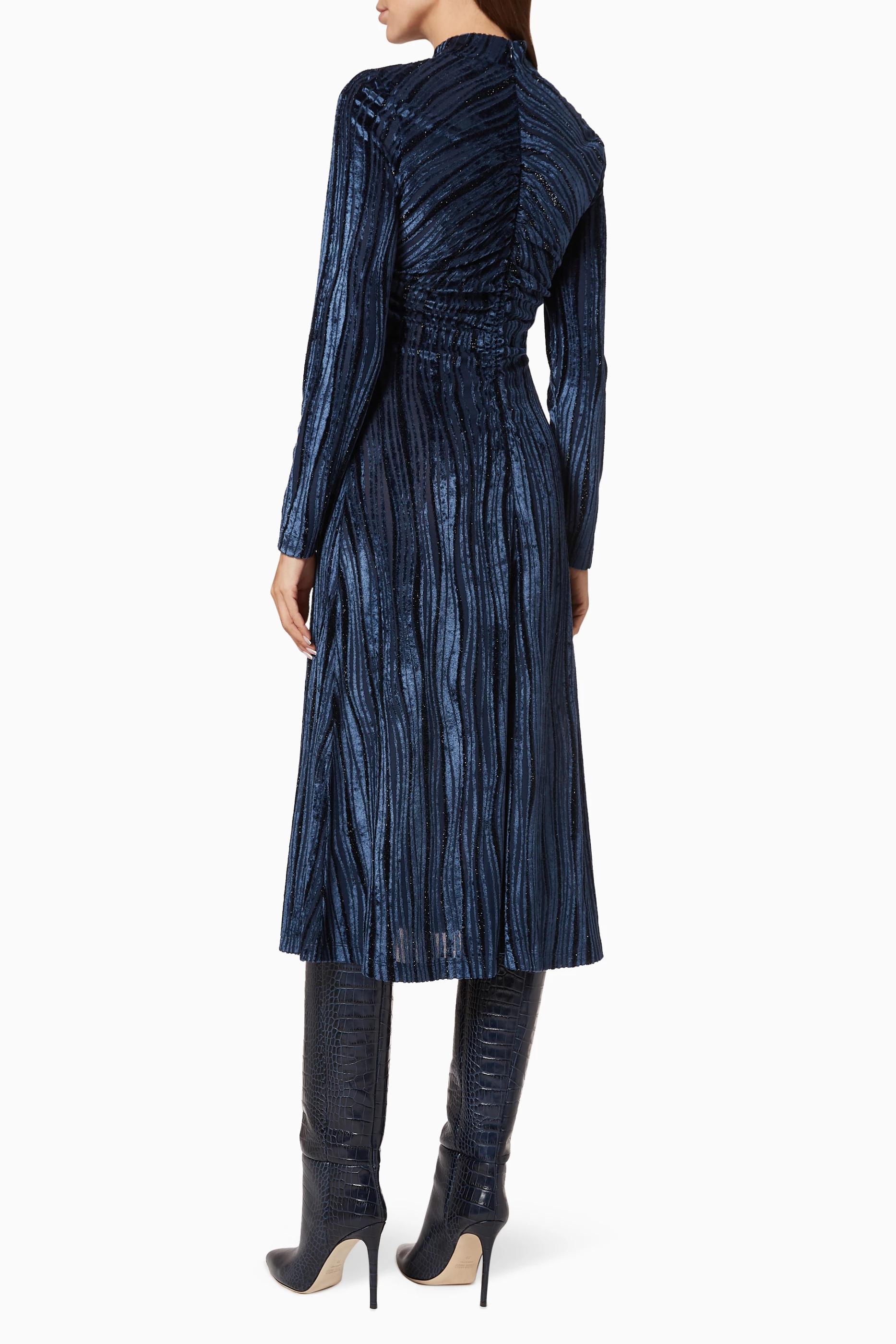 Buy Stine Goya Blue Asher Velvet Devore Dress For Women Online Ounass UAE