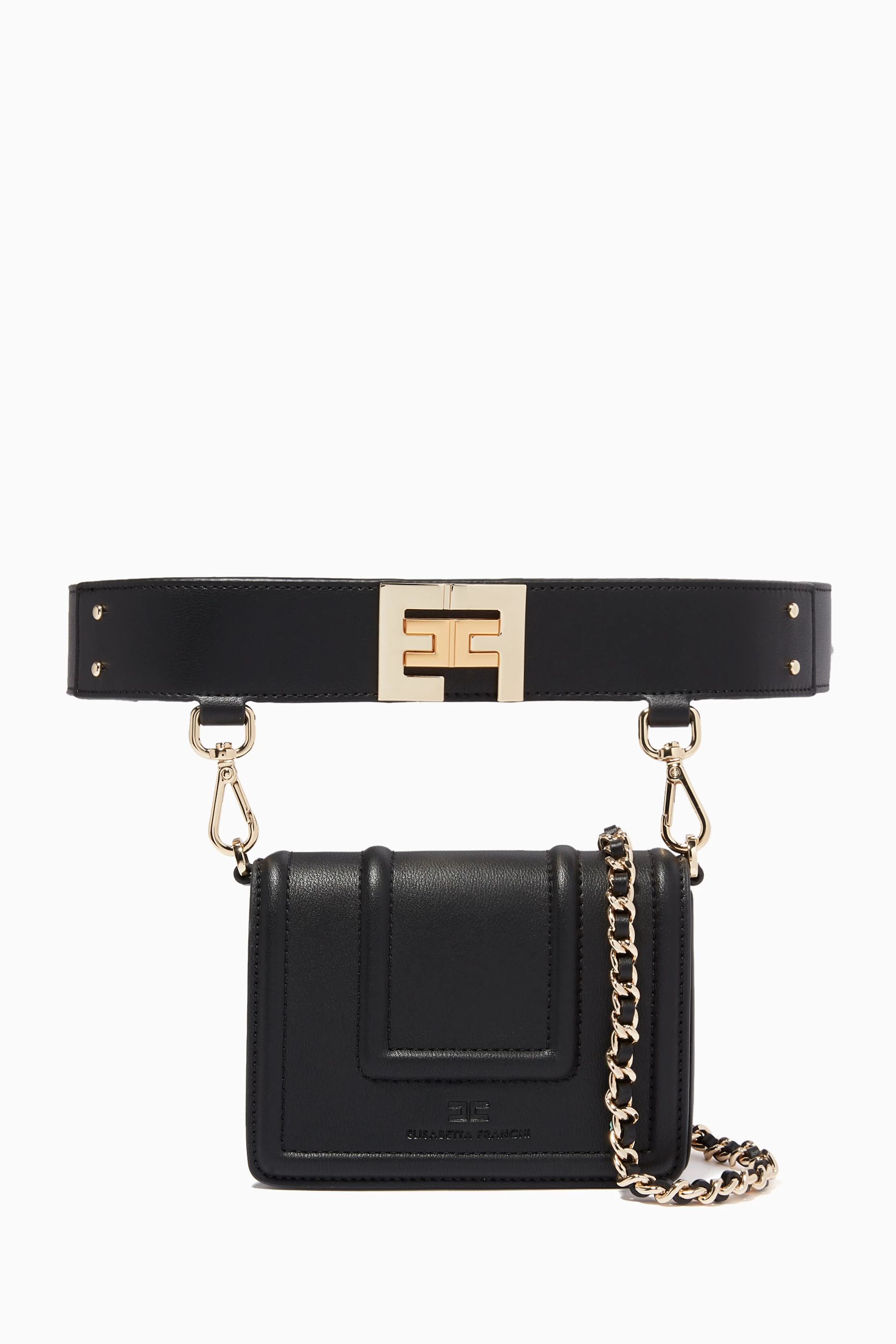 Buy Elisabetta Franchi Black Detachable Belt Bag in Faux Leather For Women Online Ounass UAE