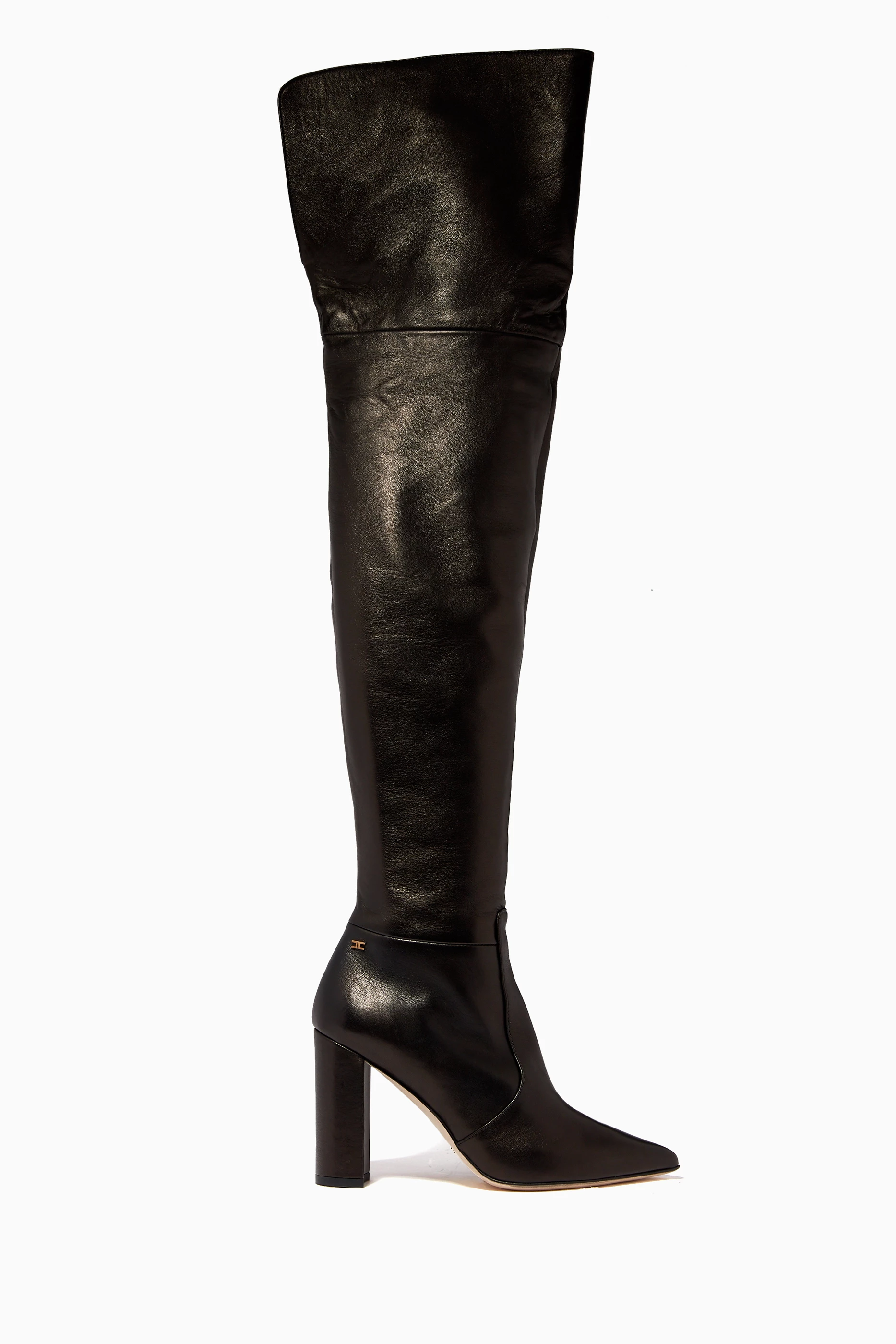 Buy Elisabetta Franchi Black Over The Knee Boots in Leather For Women Online Ounass UAE