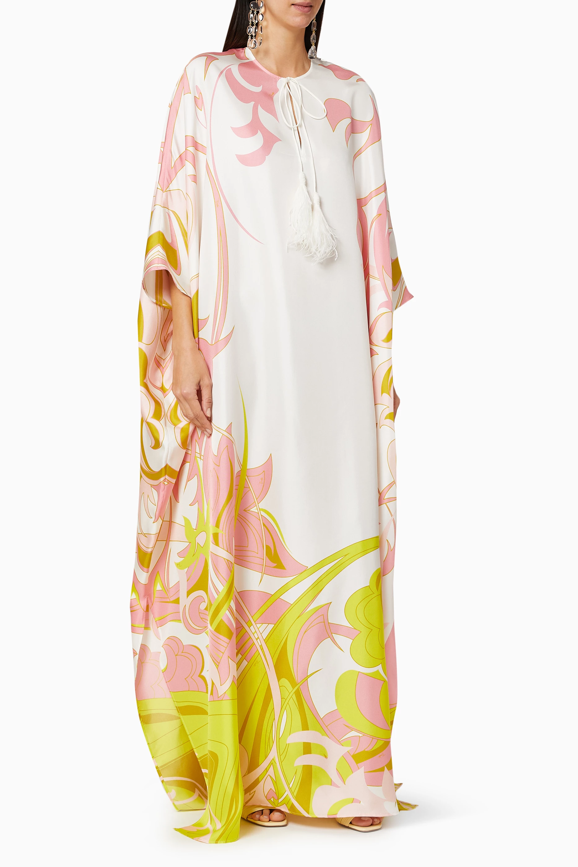 Buy Emilio Pucci White Dinamica Silk Twill Kaftan For Women Online Ounass UAE
