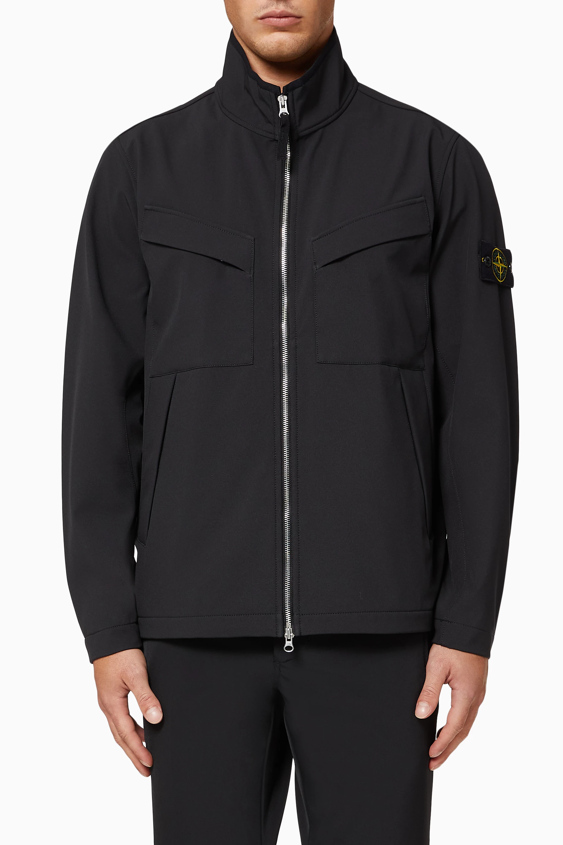 Stone island black jacket mens top