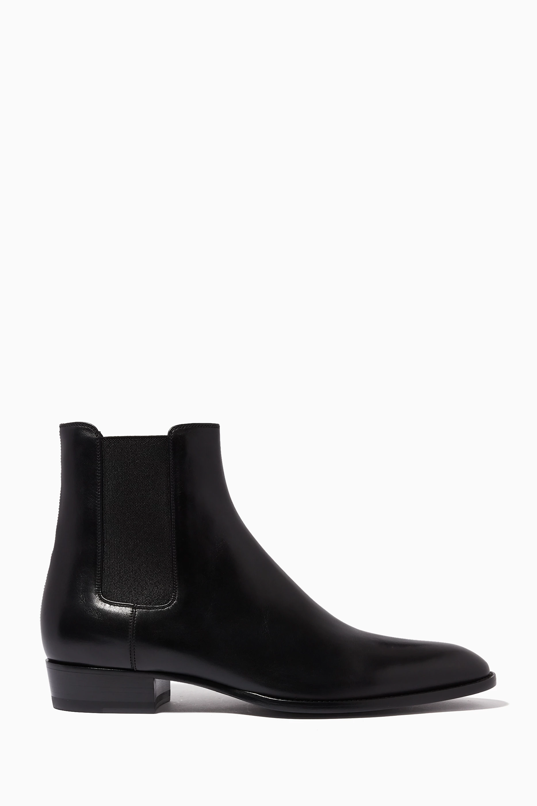 Ysl black leather boots hot sale