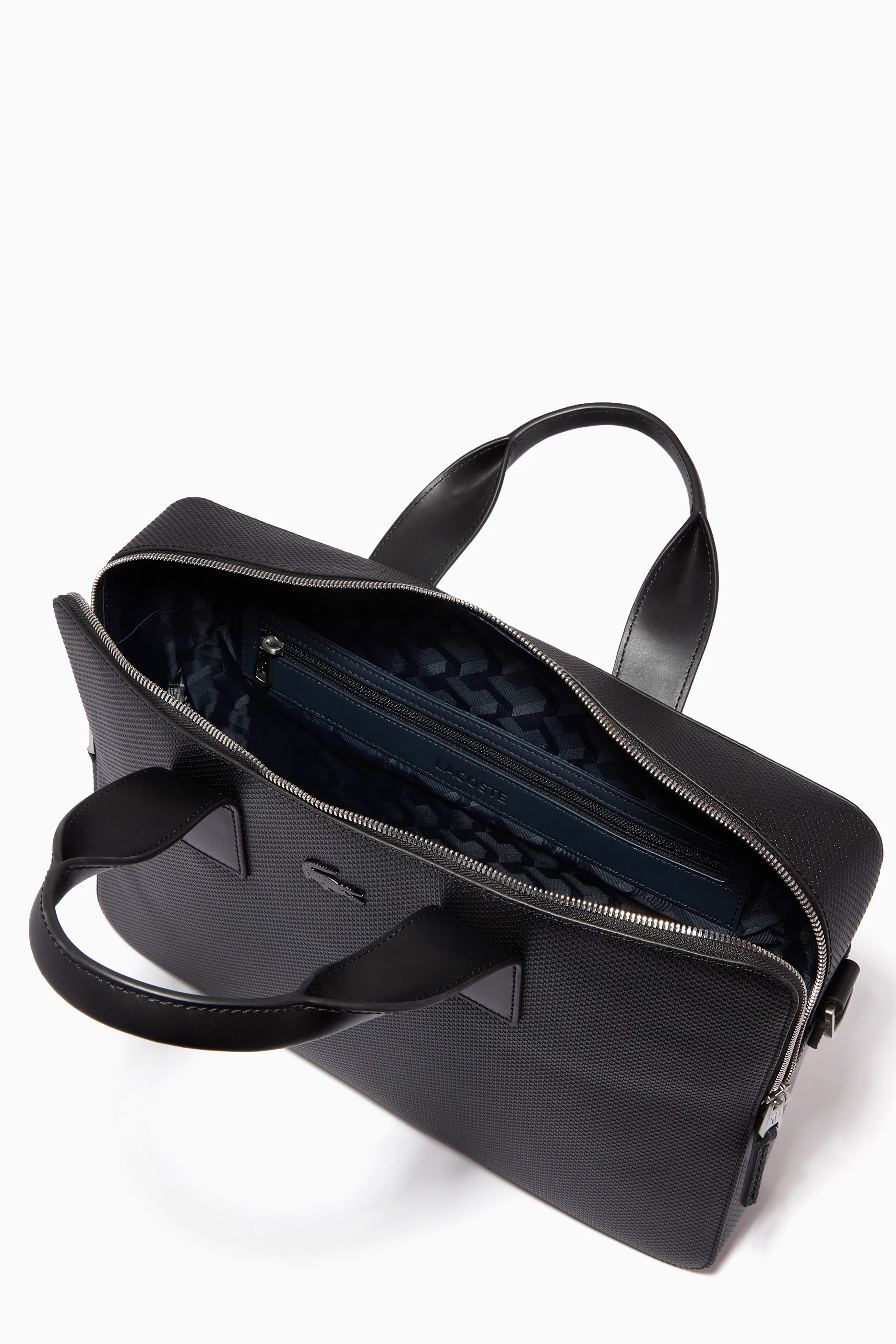 Buy Lacoste Black Chantaco Computer Bag in Matte Pique Leather For Men Online Ounass UAE