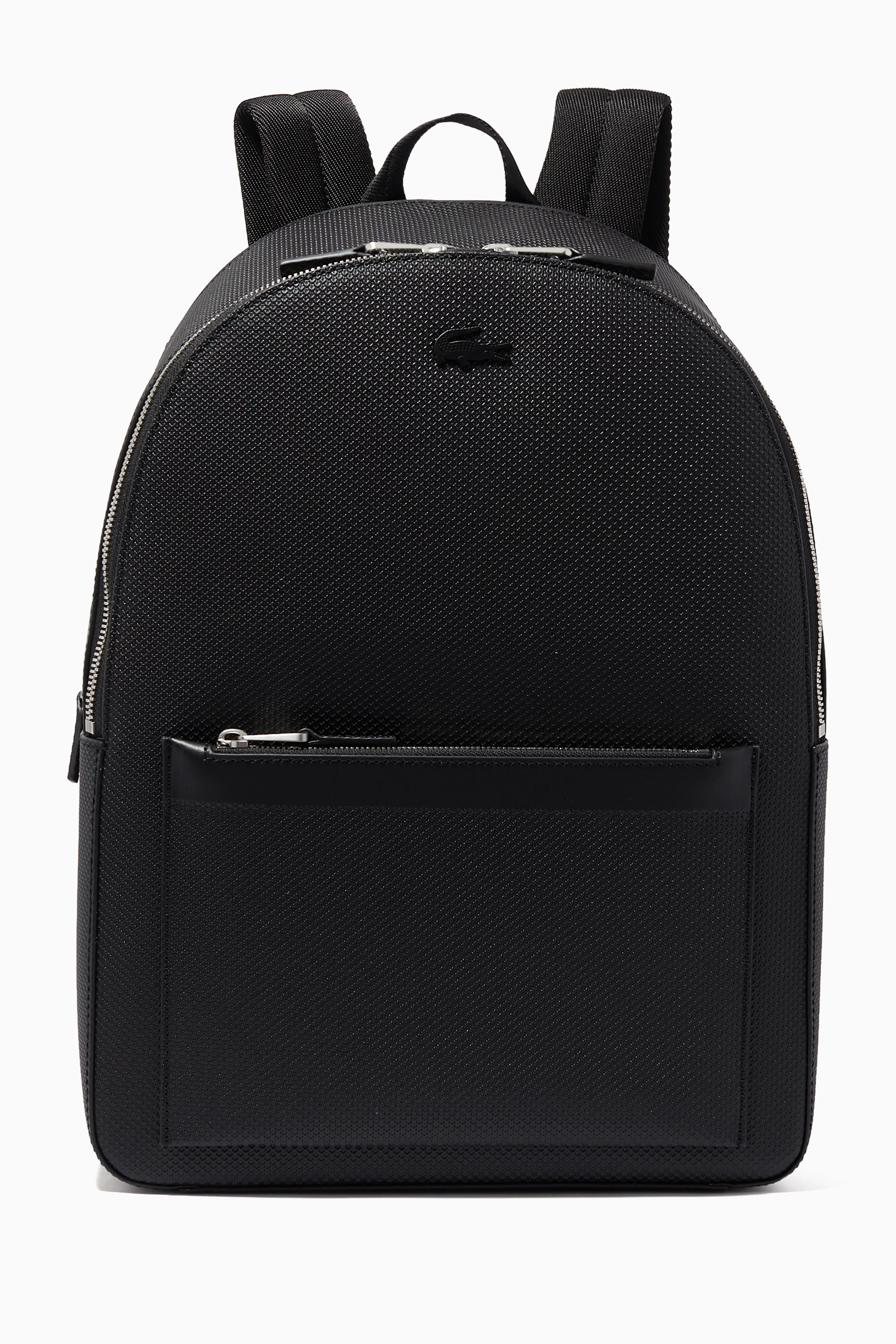 Buy Lacoste Black Chantaco Backpack in Matte Pique Leather For Men Online Ounass UAE