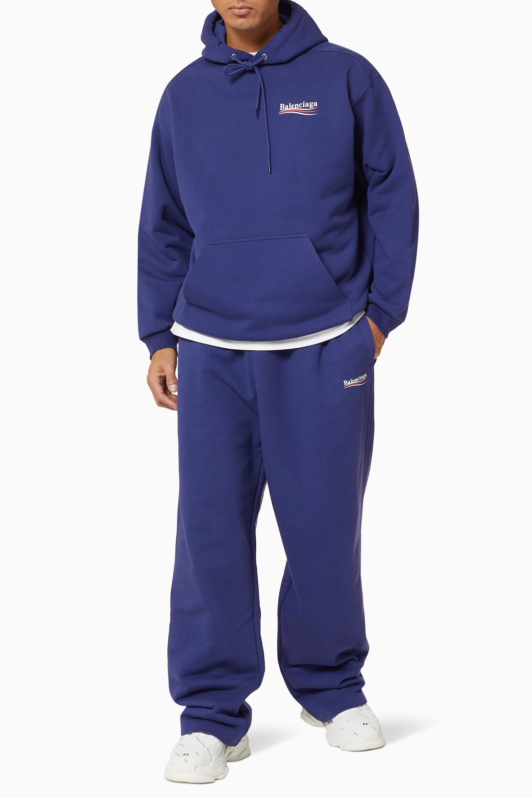 Buy Balenciaga Blue Political Campaign Jogging Pants in Curly Fleece For Men Online Ounass UAE
