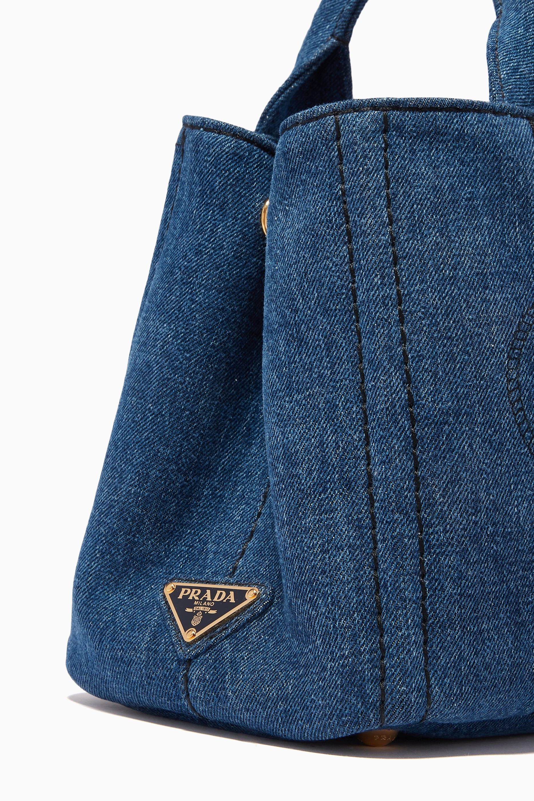 Prada denim tote deals