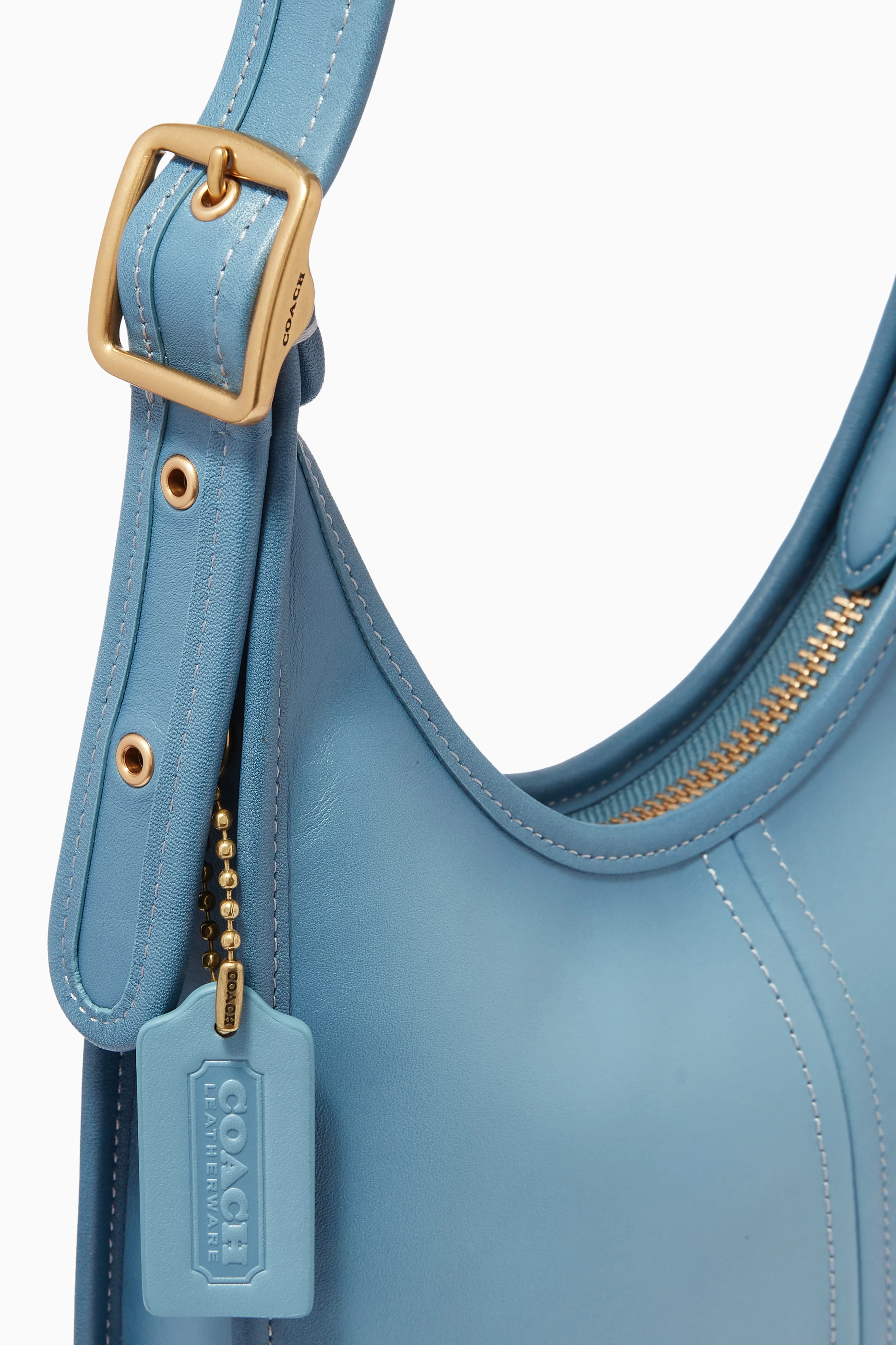 Blue leather shoulder bag discount