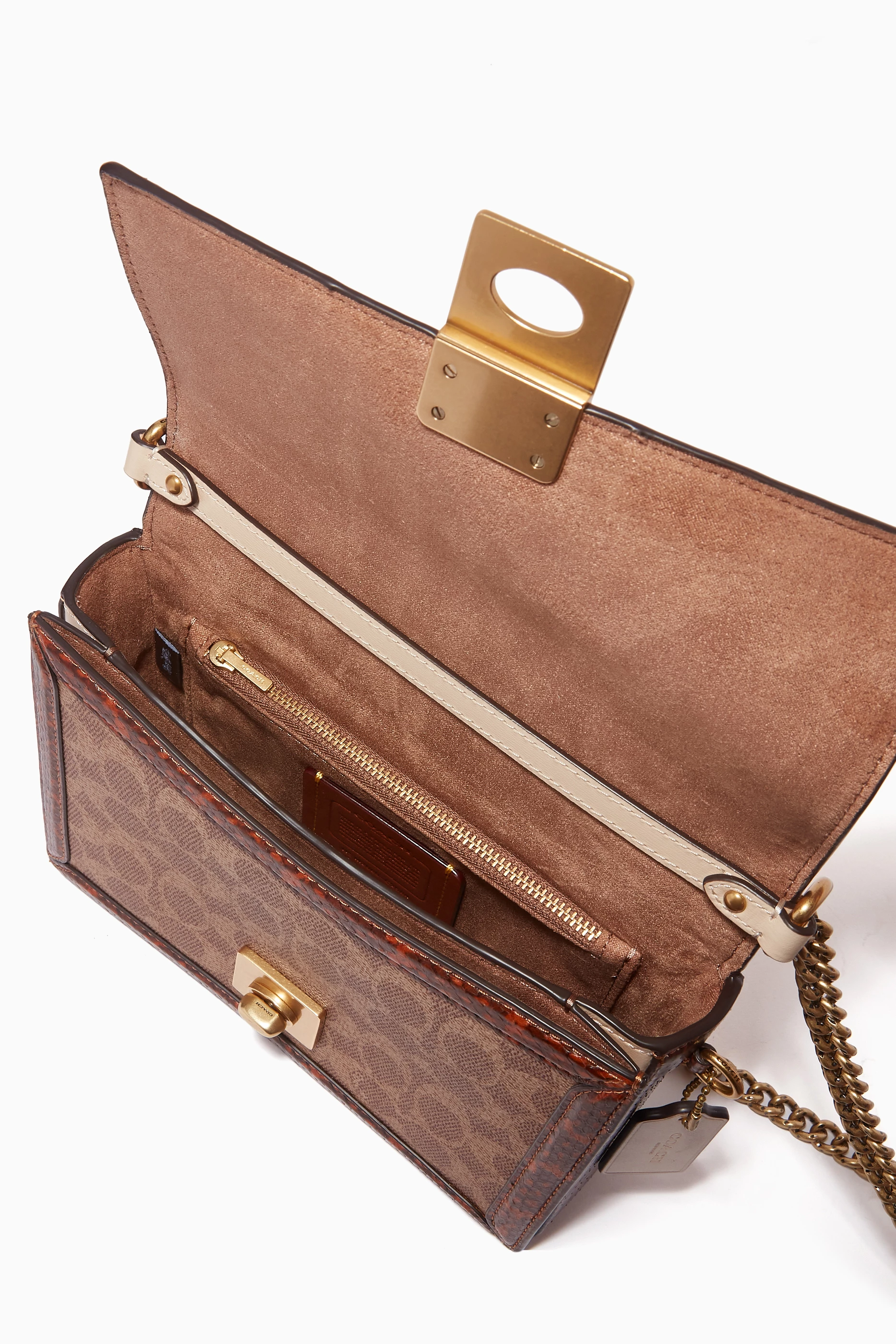 Hutton shoulder bag in blocked signature canvas with snakeskin detail hotsell