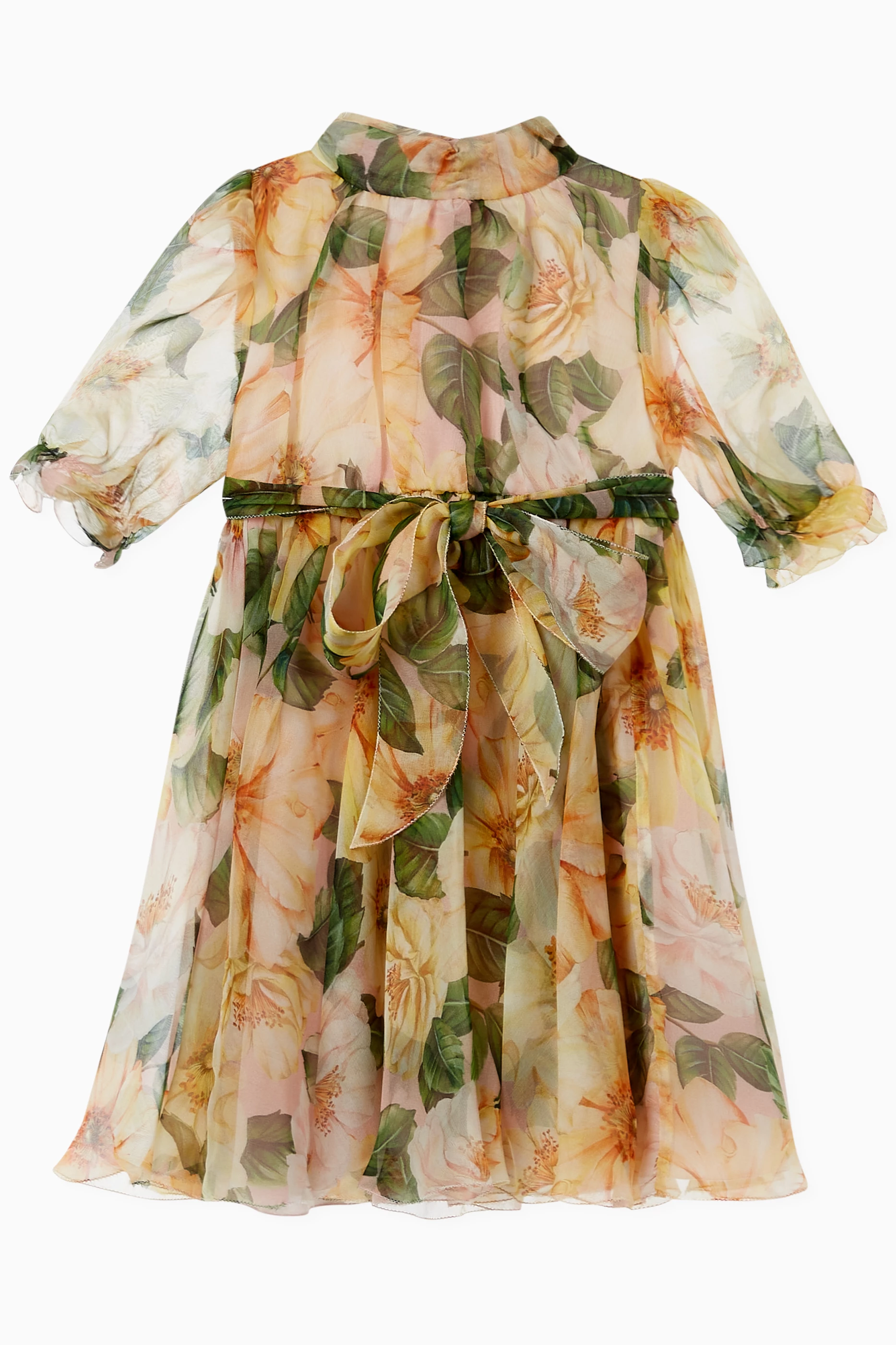 Robe Dolce & Gabbana Enfant Taille 6 - Soie Chiffon, Bleu Clair/fuchsia, Ceinturée, Occasion Très Bon état