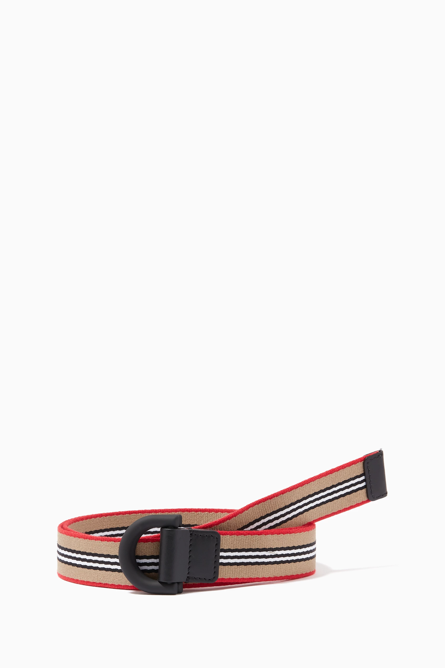 Buy Burberry Neutral D-ring Belt in Icon Stripe Cotton For Boys