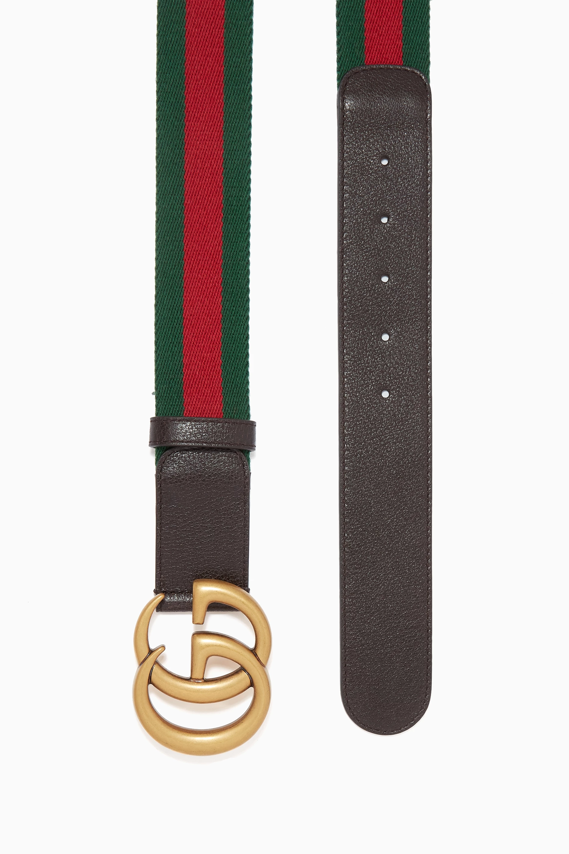 Buy Gucci Brown GG Marmont Double G Belt with Web Stripe in Leather For Women Online Ounass UAE