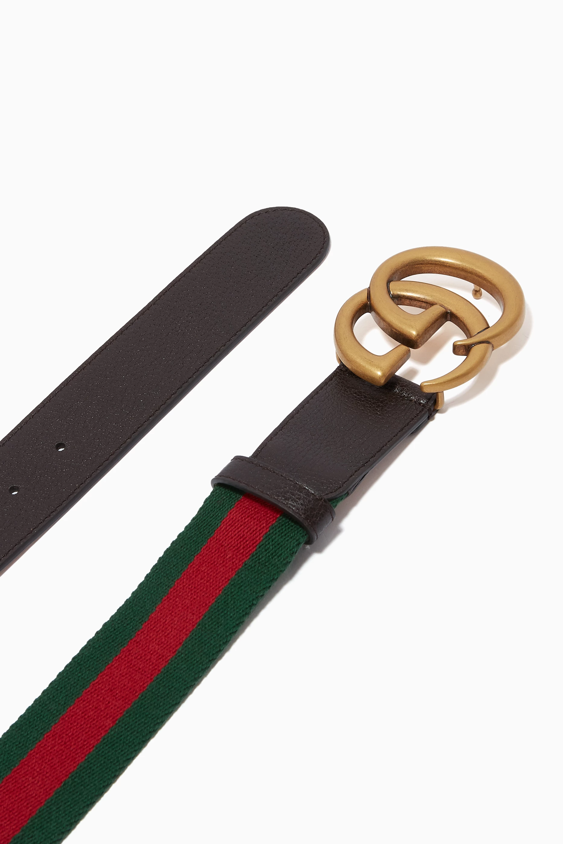 Buy Gucci Brown GG Marmont Double G Belt with Web Stripe in Leather For Women Online Ounass UAE