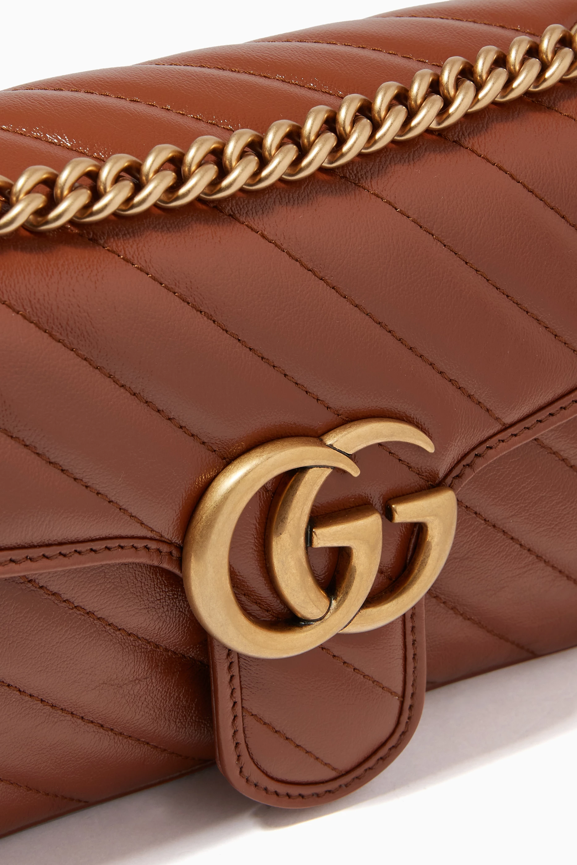 Buy Gucci Brown Small GG Marmont Shoulder Bag in Matelasse Leather For Women Online Ounass UAE