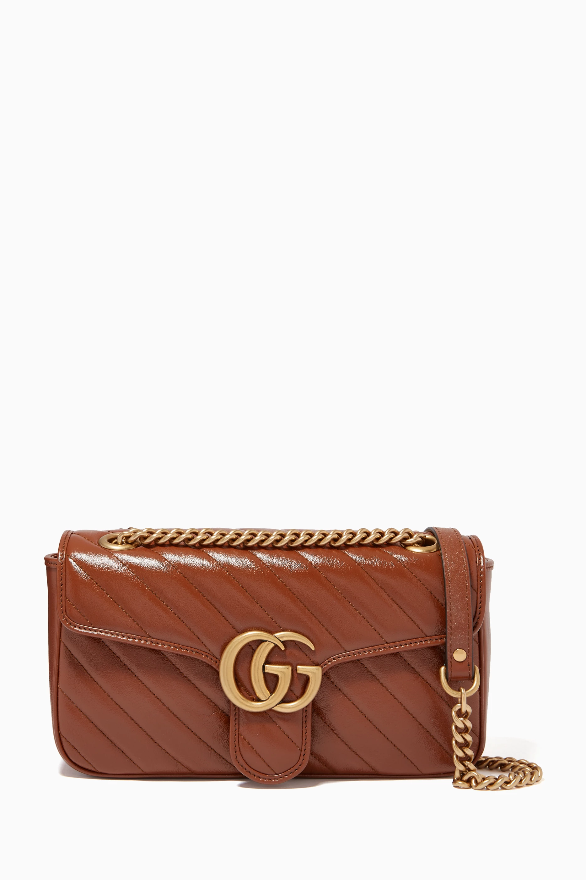 Buy Gucci Brown Small GG Marmont Shoulder Bag in Matelasse Leather For Women Online Ounass UAE