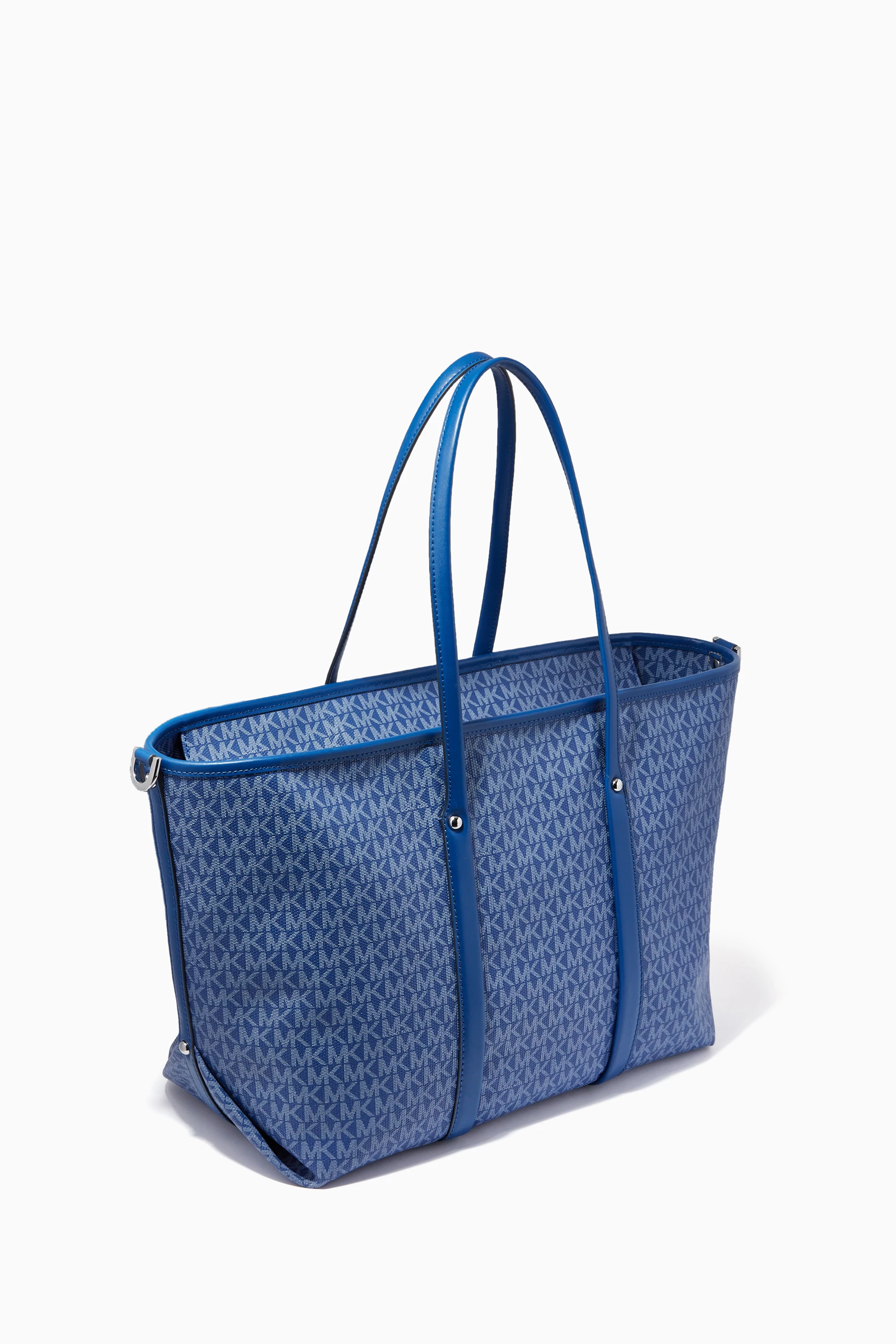 Buy Michael Kors Blue Large Beck Tote Bag in Logo Canvas and Leather For Women Online Ounass UAE
