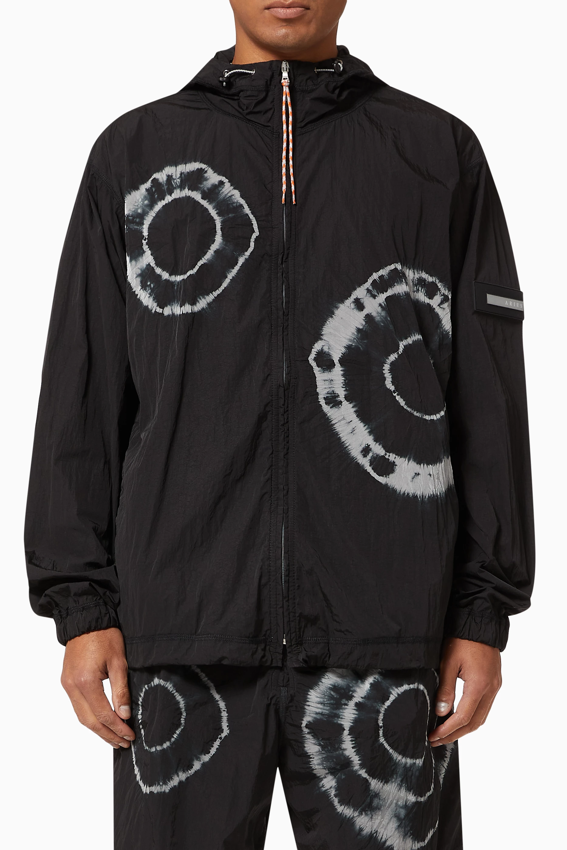 Buy Aries Black Tie-Dye Windcheater Jacket in Nylon For Men