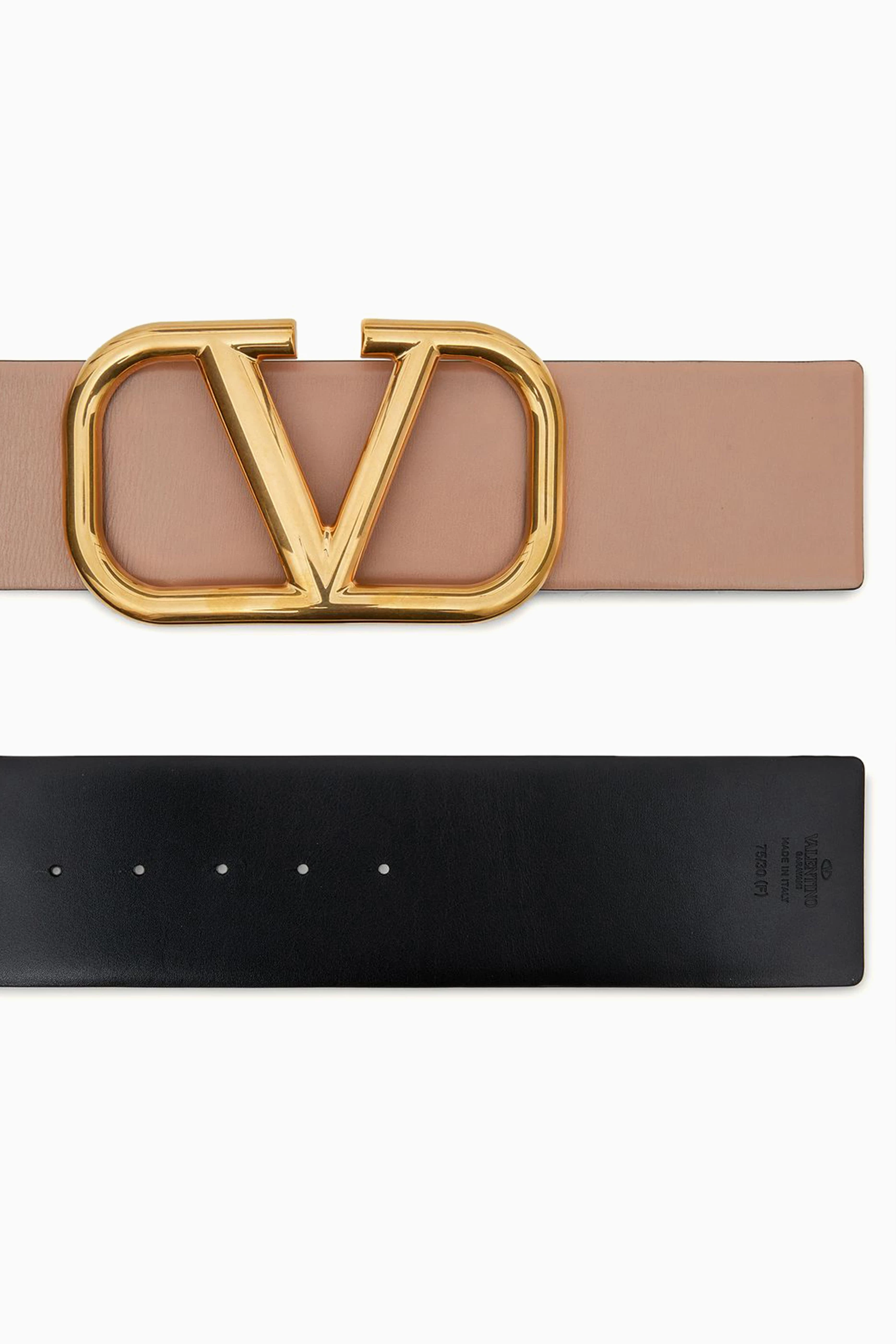 【関税&送料込】Valentino Garavani Belts Brown Valentino Garavani - VLogo Brown Suede & Leather Logo