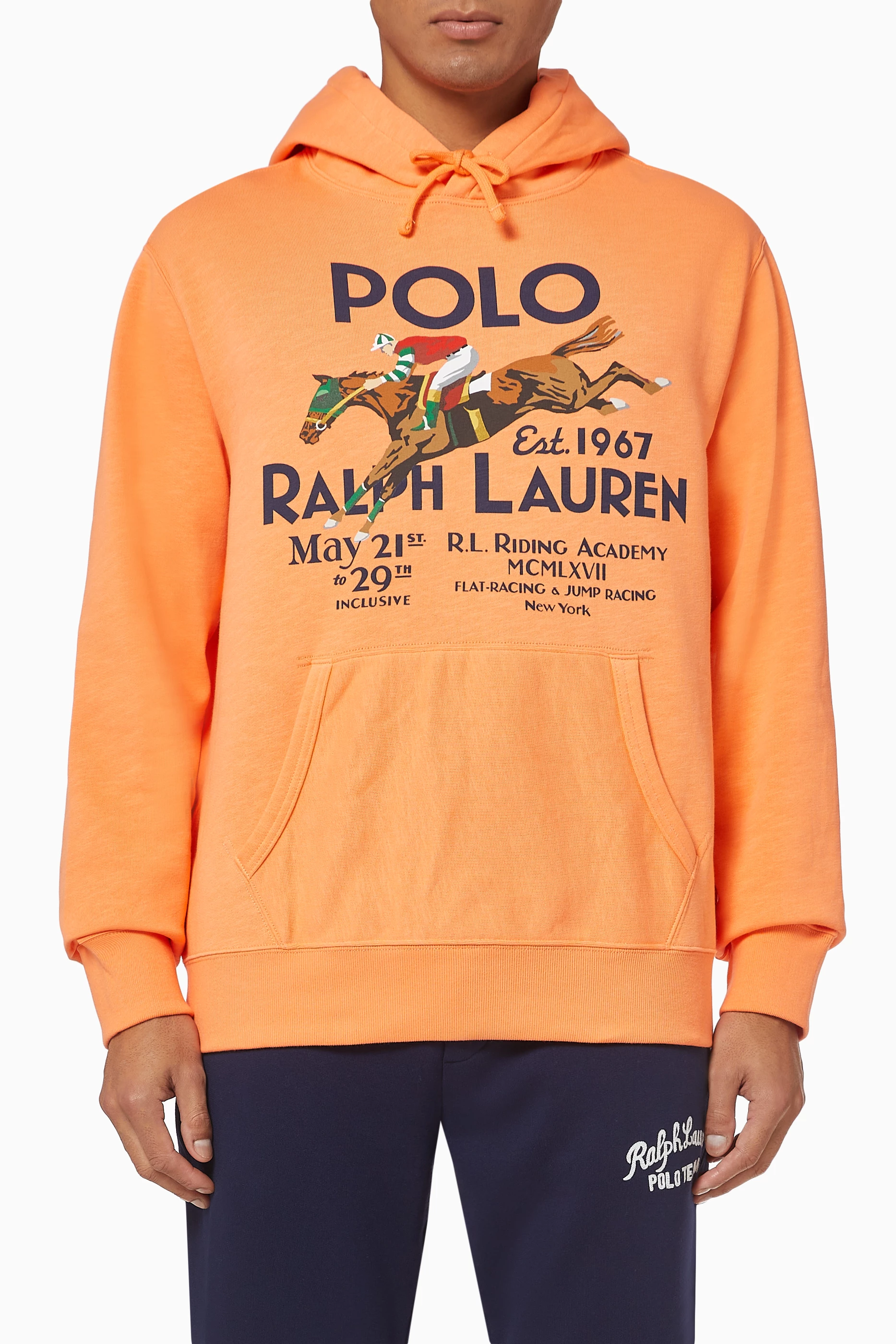 Buy Polo Ralph Lauren Orange Cotton Fleece Hoodie For Men Online