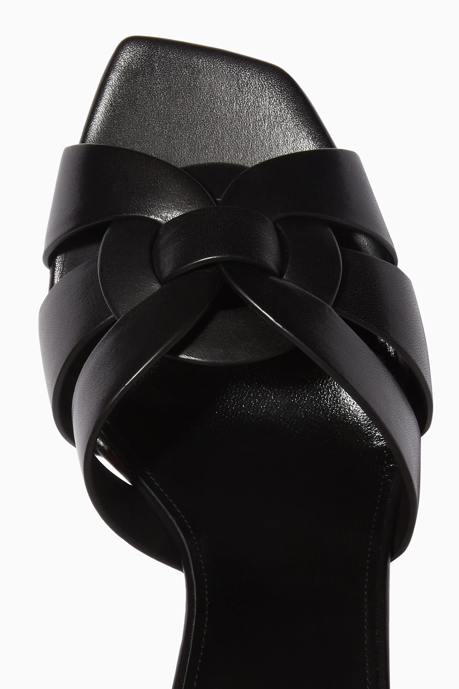 サンダル・ミュール Saint Laurent Black Leather Tribute 85 Mules SAINT LAURENT Tribute Slide 85 Mules 37.5 Black 1438265