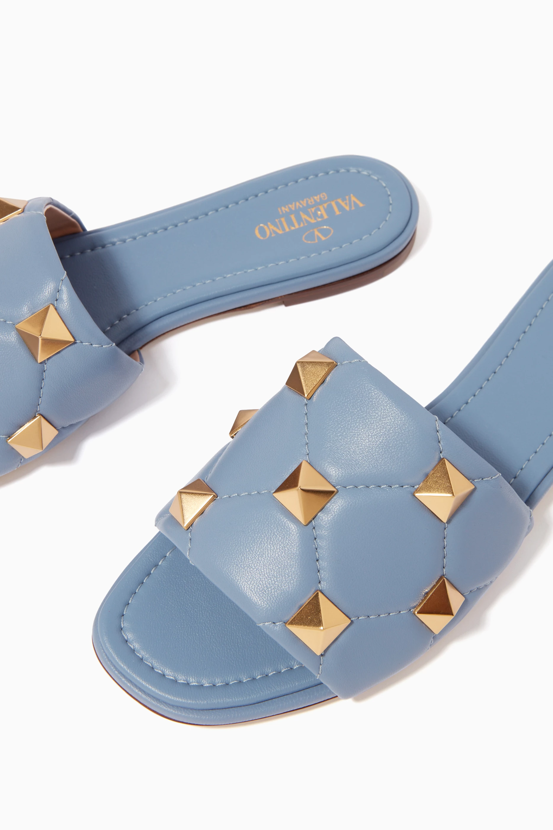 Valentino slides blue hot sale