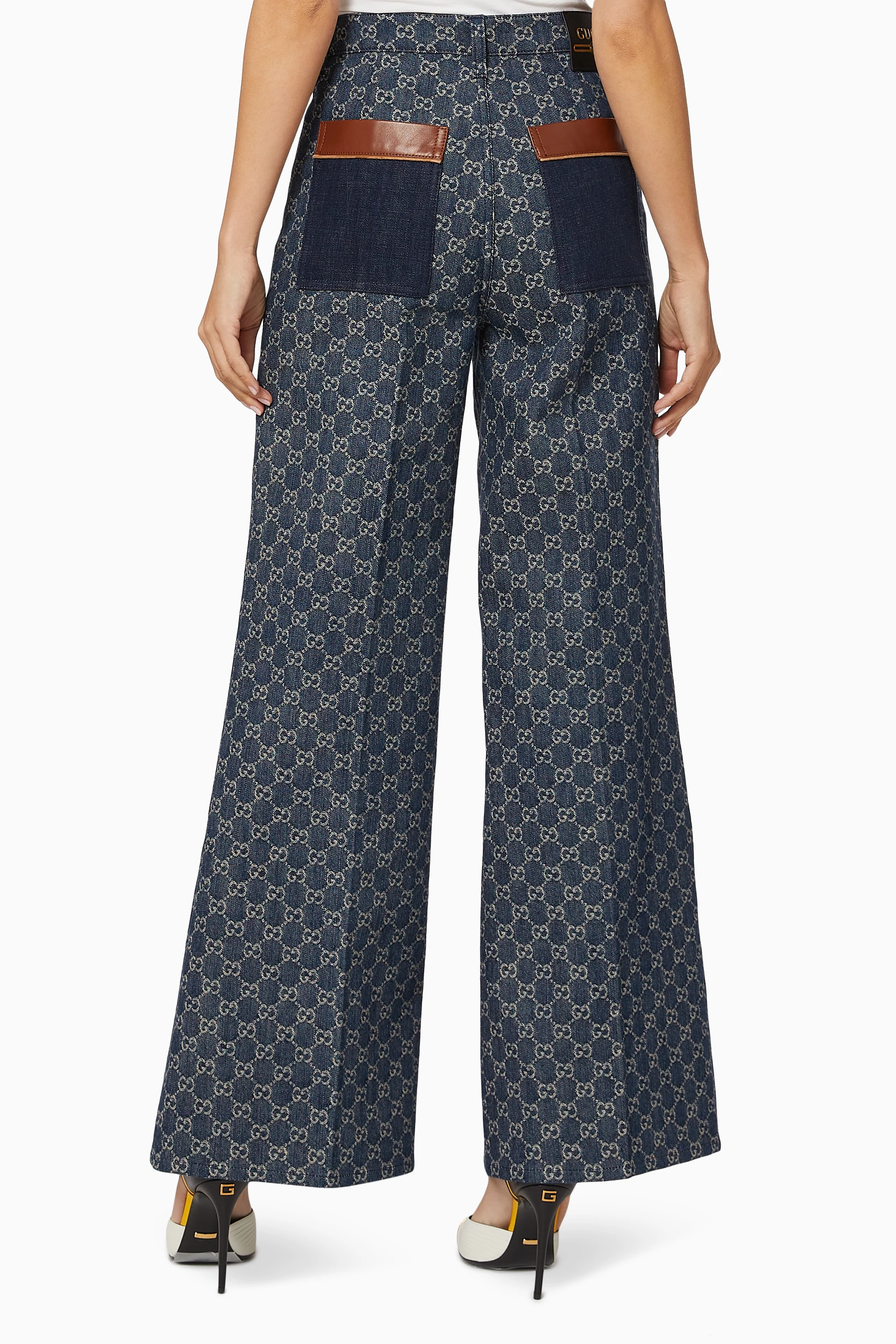 Buy Gucci Blue Eco Washed GG Denim Pants For Women Online