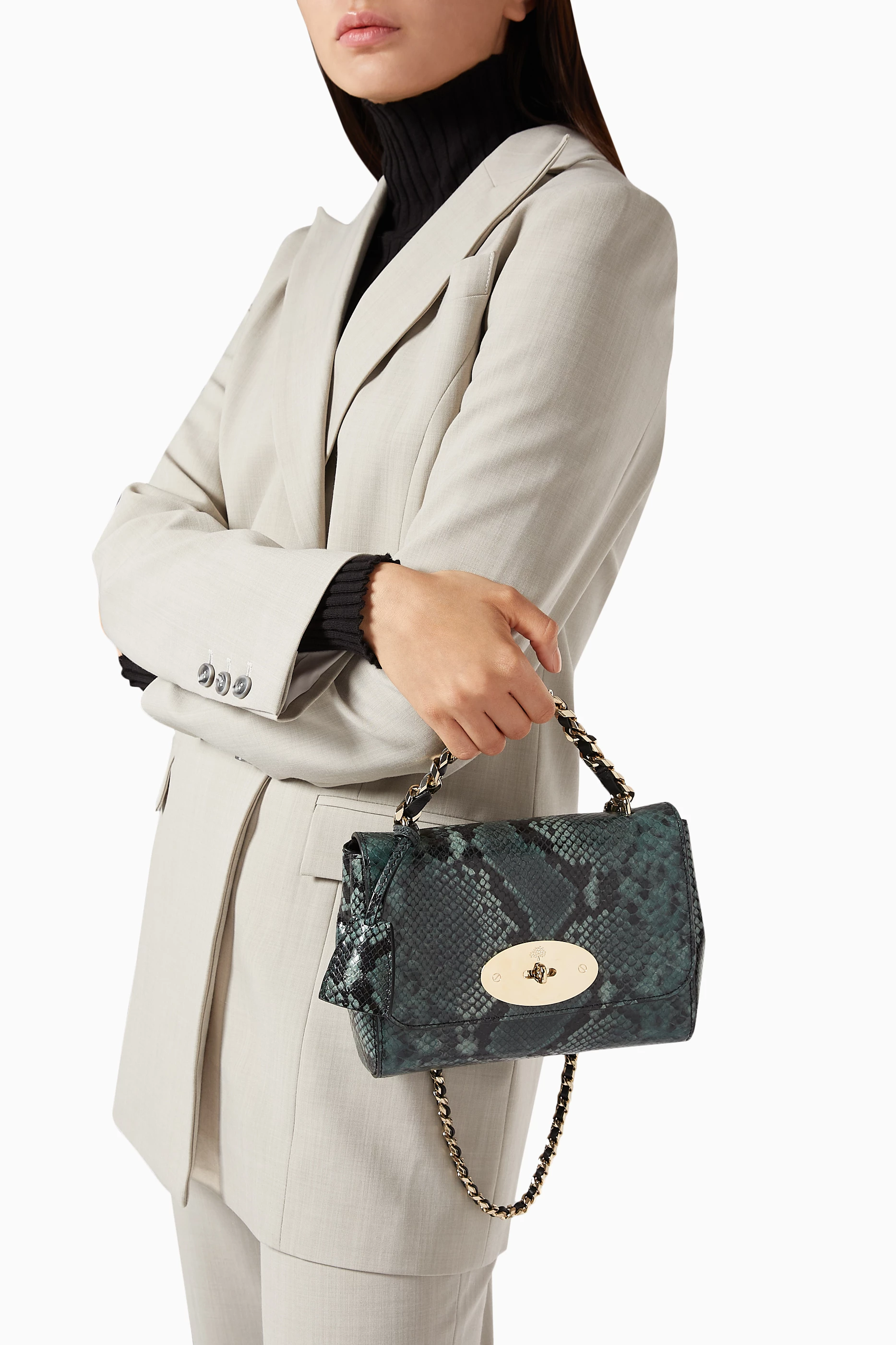 Buy Mulberry Green Lily Shoulder Bag in Python Printed Leather For Women Online Ounass UAE