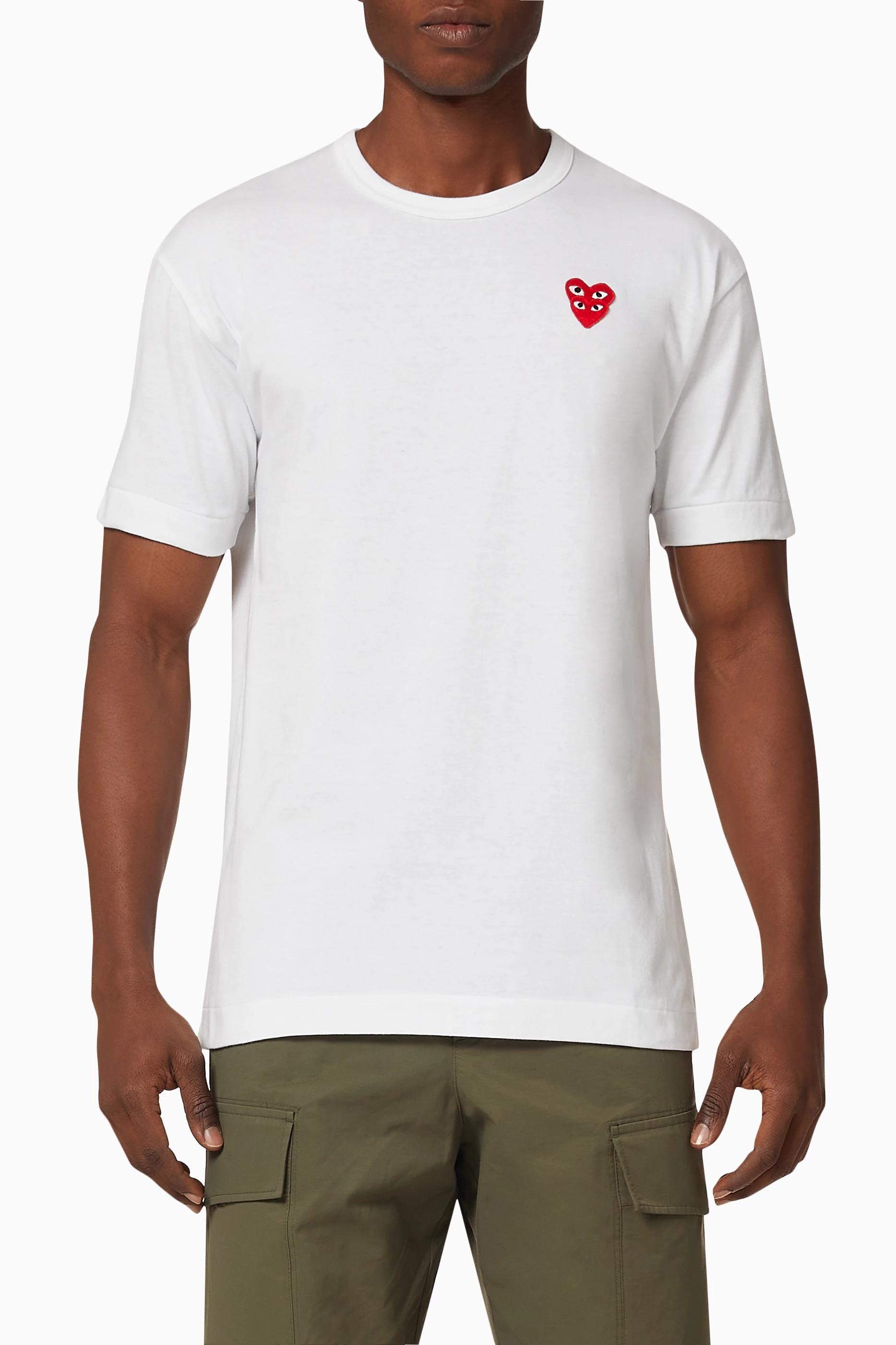 Buy Comme des Garcons PLAY White Heart Logo Cotton T shirt For Men Online Ounass UAE