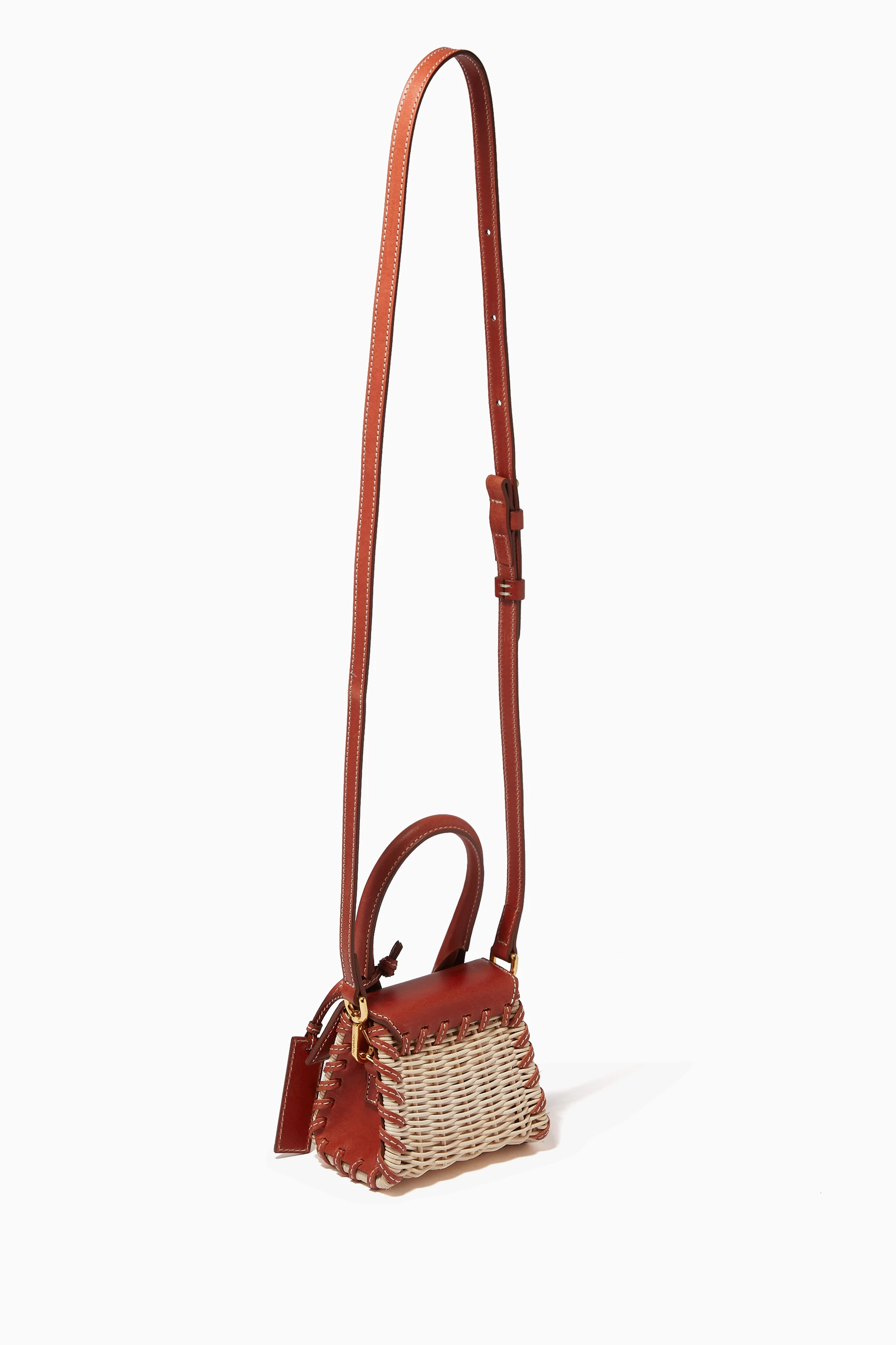 Buy Jacquemus Red Le Chiquito Mini Bag in Wicker Leather For