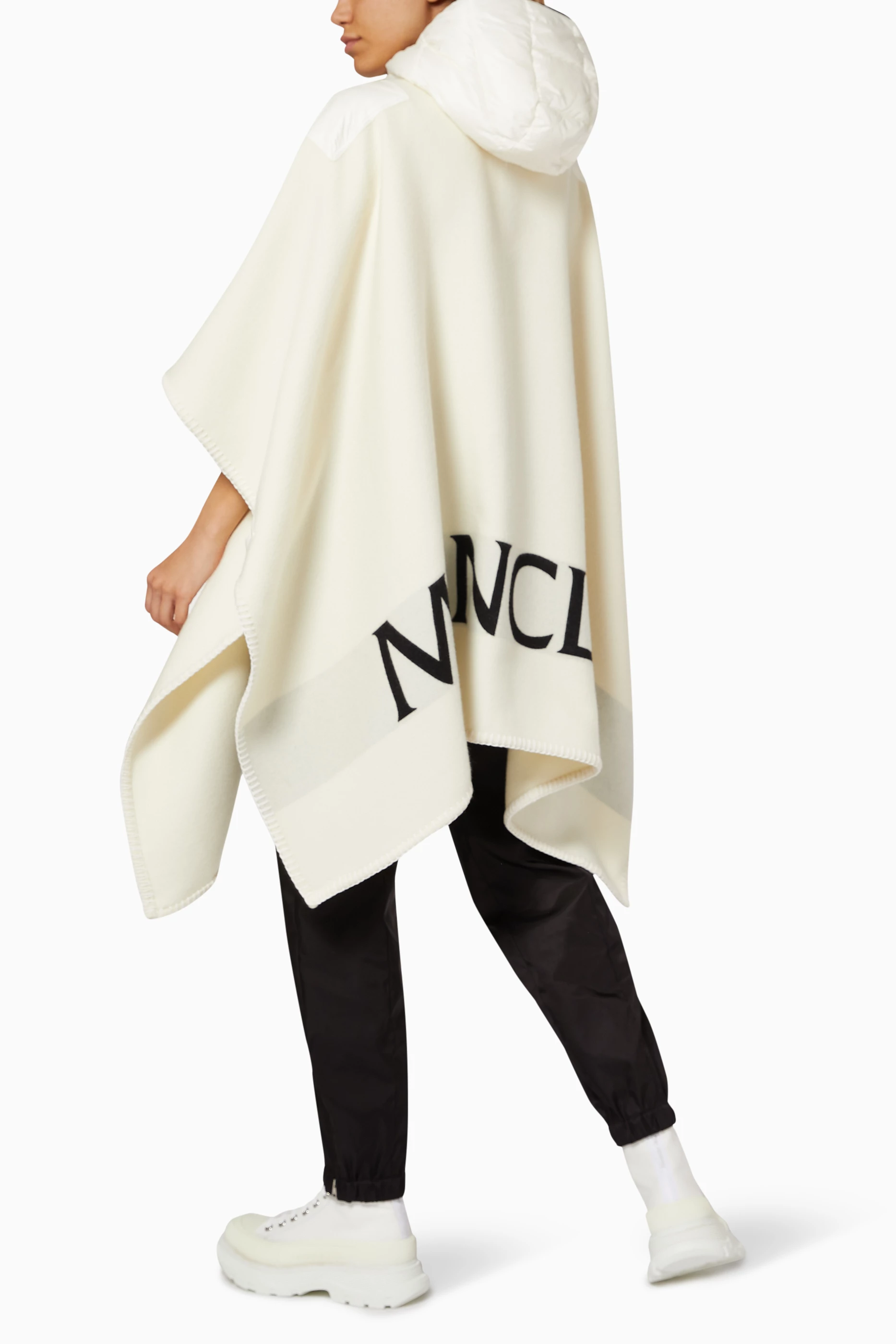 Buy Moncler White Mantella Wool Nylon Puffer Sleeve Cape Jacket For Women Online Ounass UAE