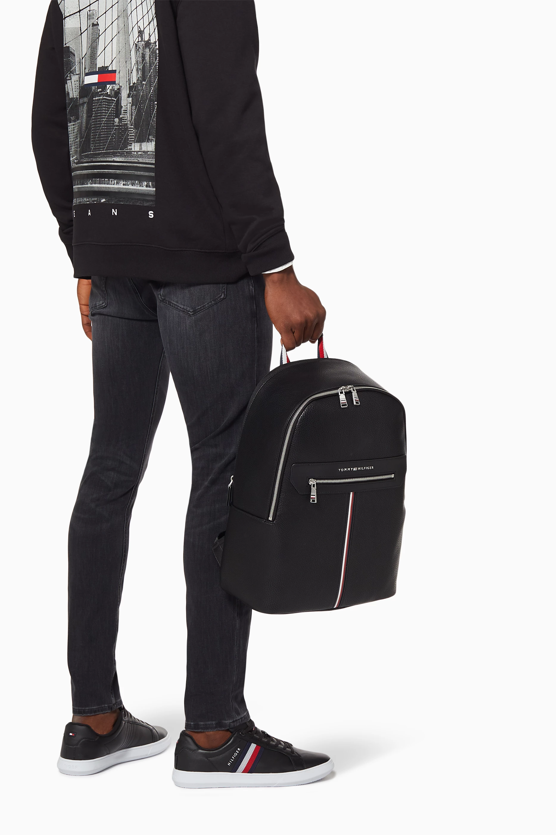Buy Tommy Hilfiger Black Downtown Backpack in Faux Leather For Men Online Ounass UAE