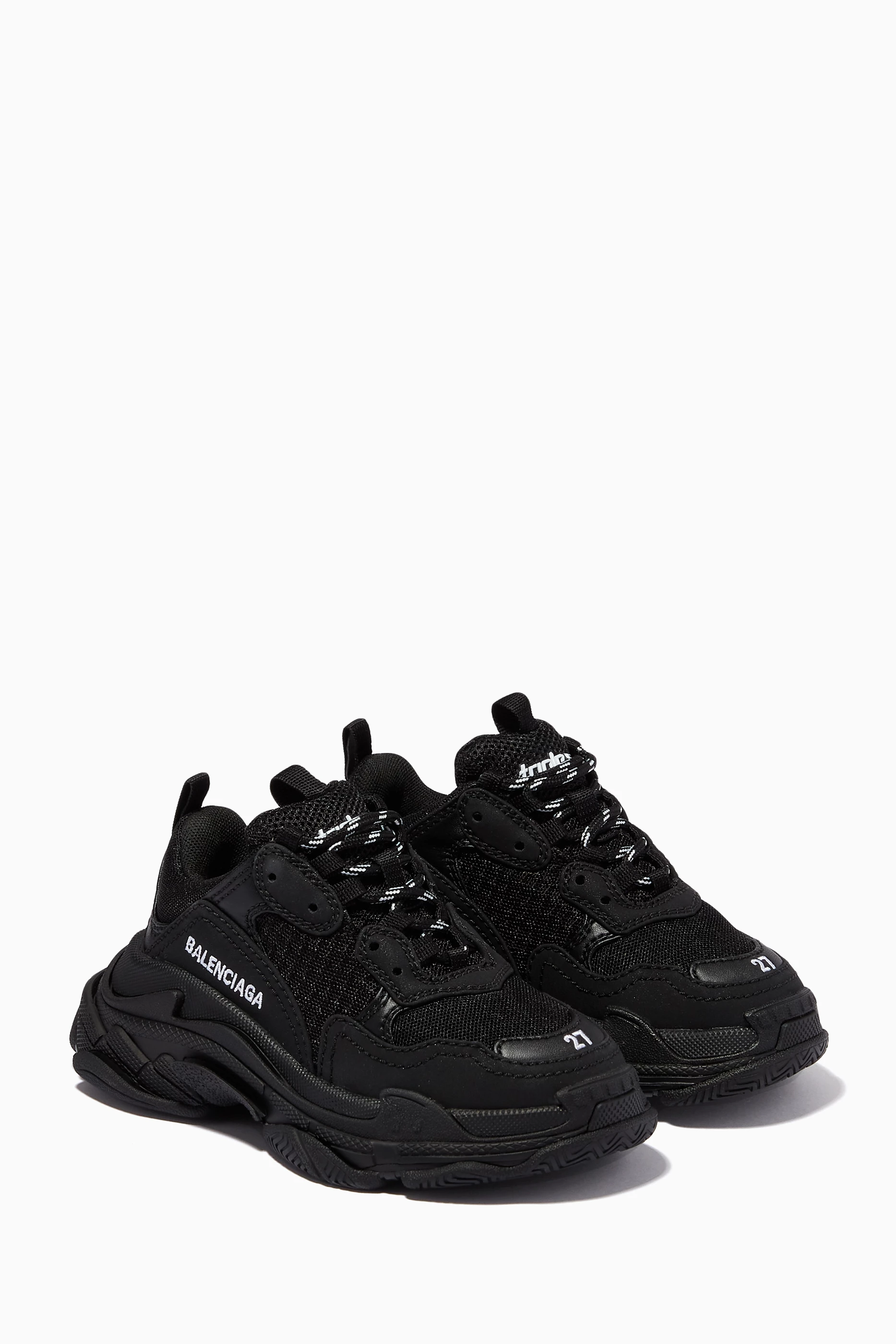 Buy Balenciaga Black Triple S Sneakers in Double Foam Mesh For