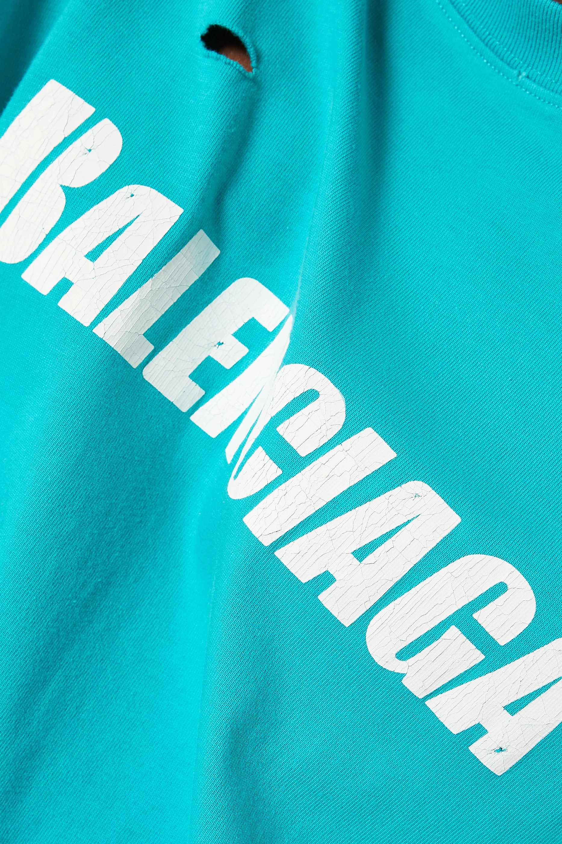 Buy Balenciaga Blue Caps Destroyed Flatground Large Fit T-shirt in 