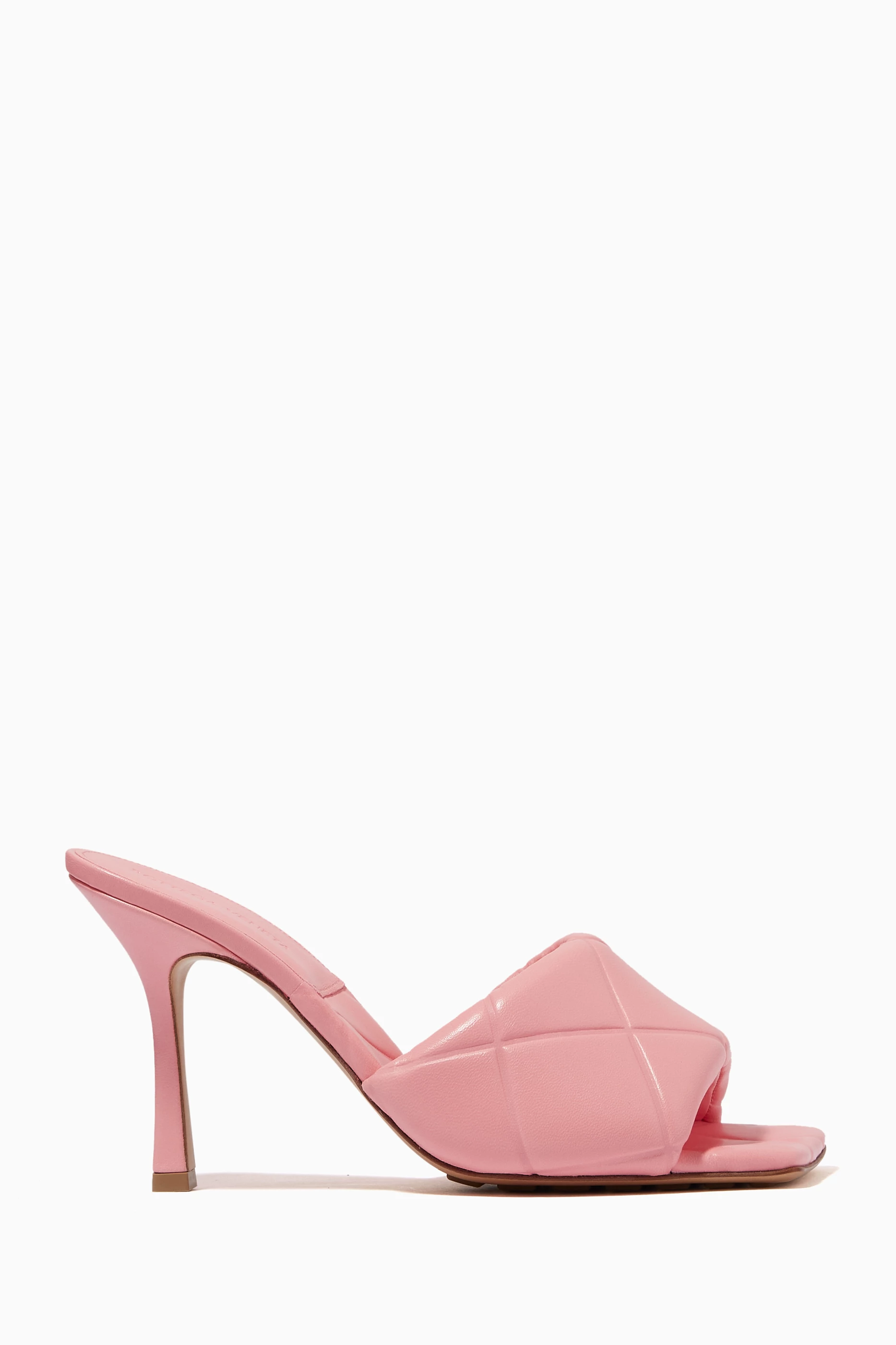 Buy Bottega Veneta Pink Mule Sandals in Quilted Embossed
