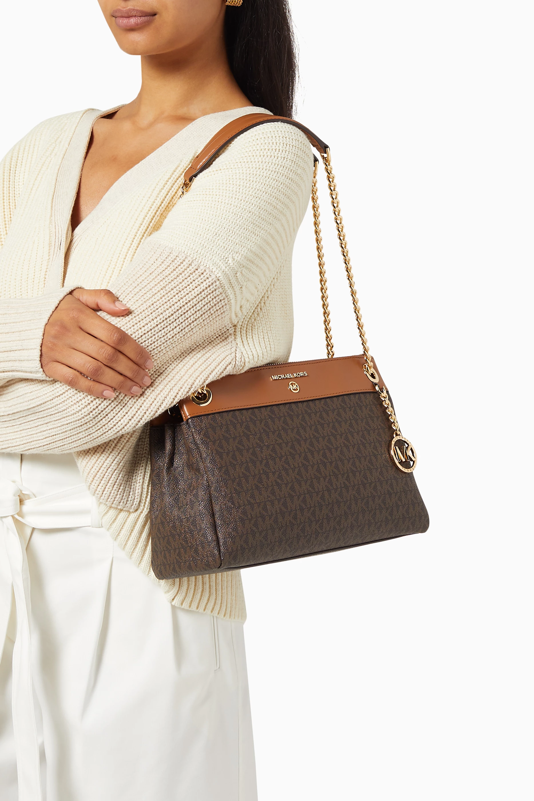 Buy Michael Kors Brown Small Susan Shoulder Bag in Logo Canvas For Women Online Ounass UAE