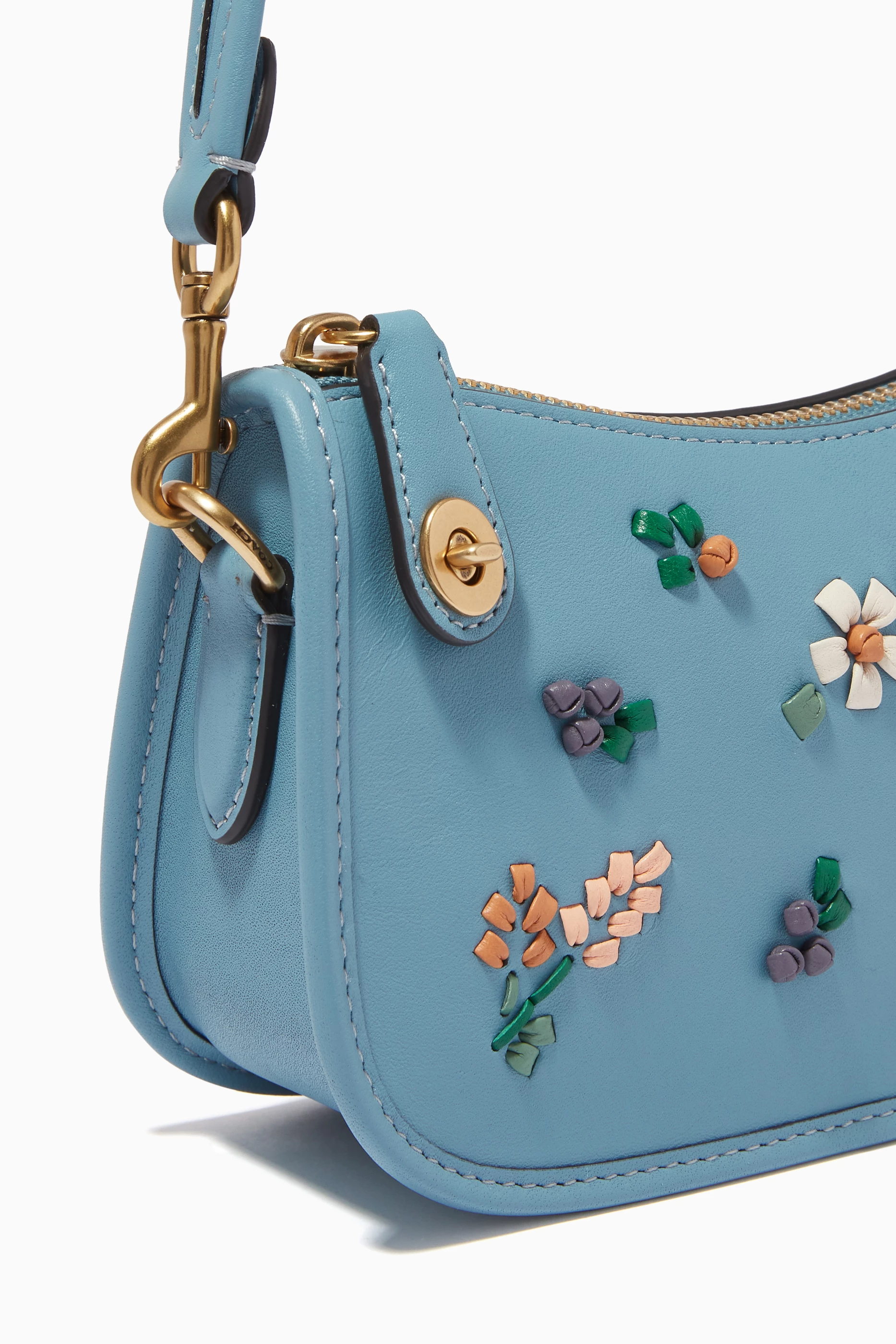 Blue coach purse with flowers online