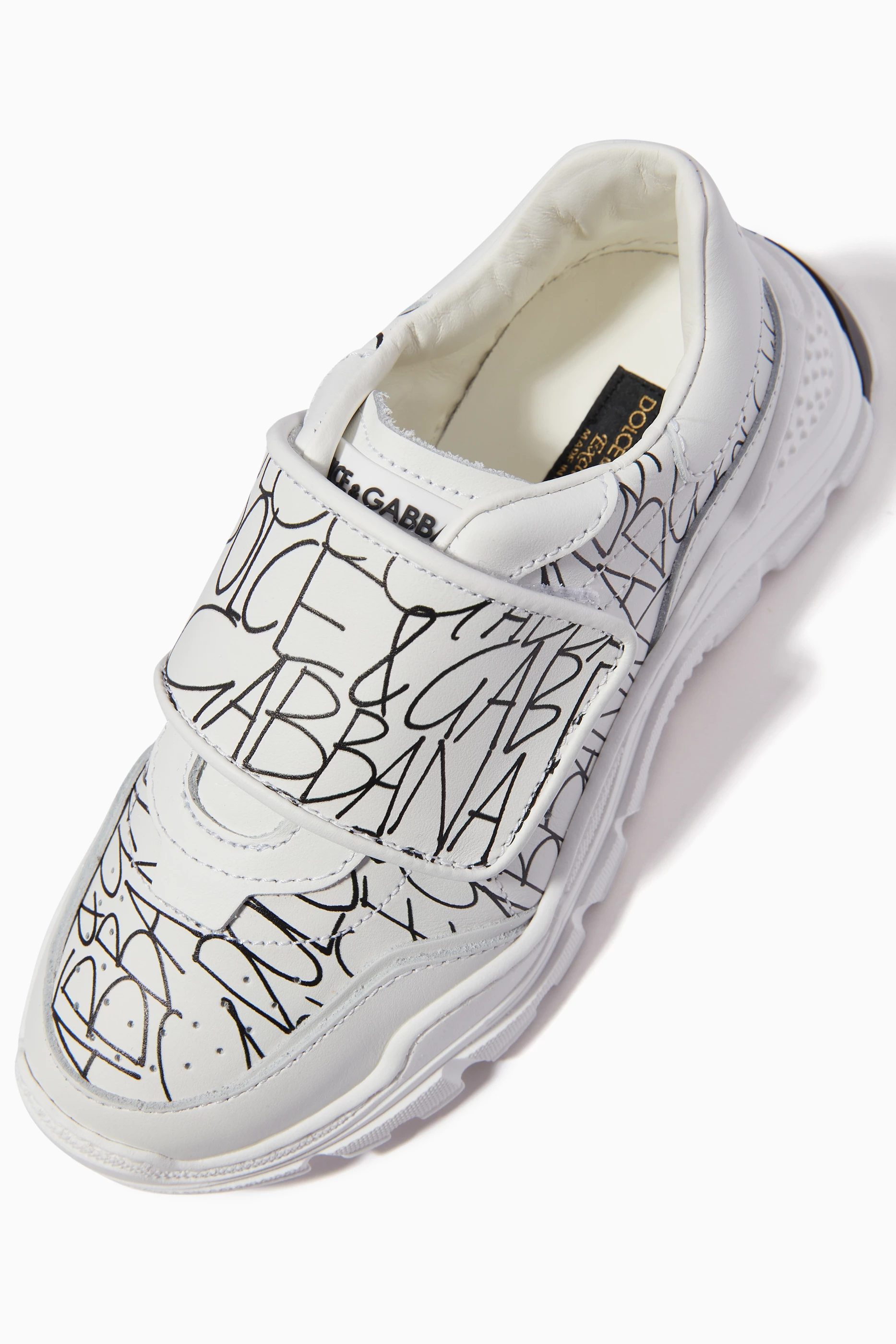 Buy Dolce Gabbana White Daymaster Sneakers in D&G-print Leather