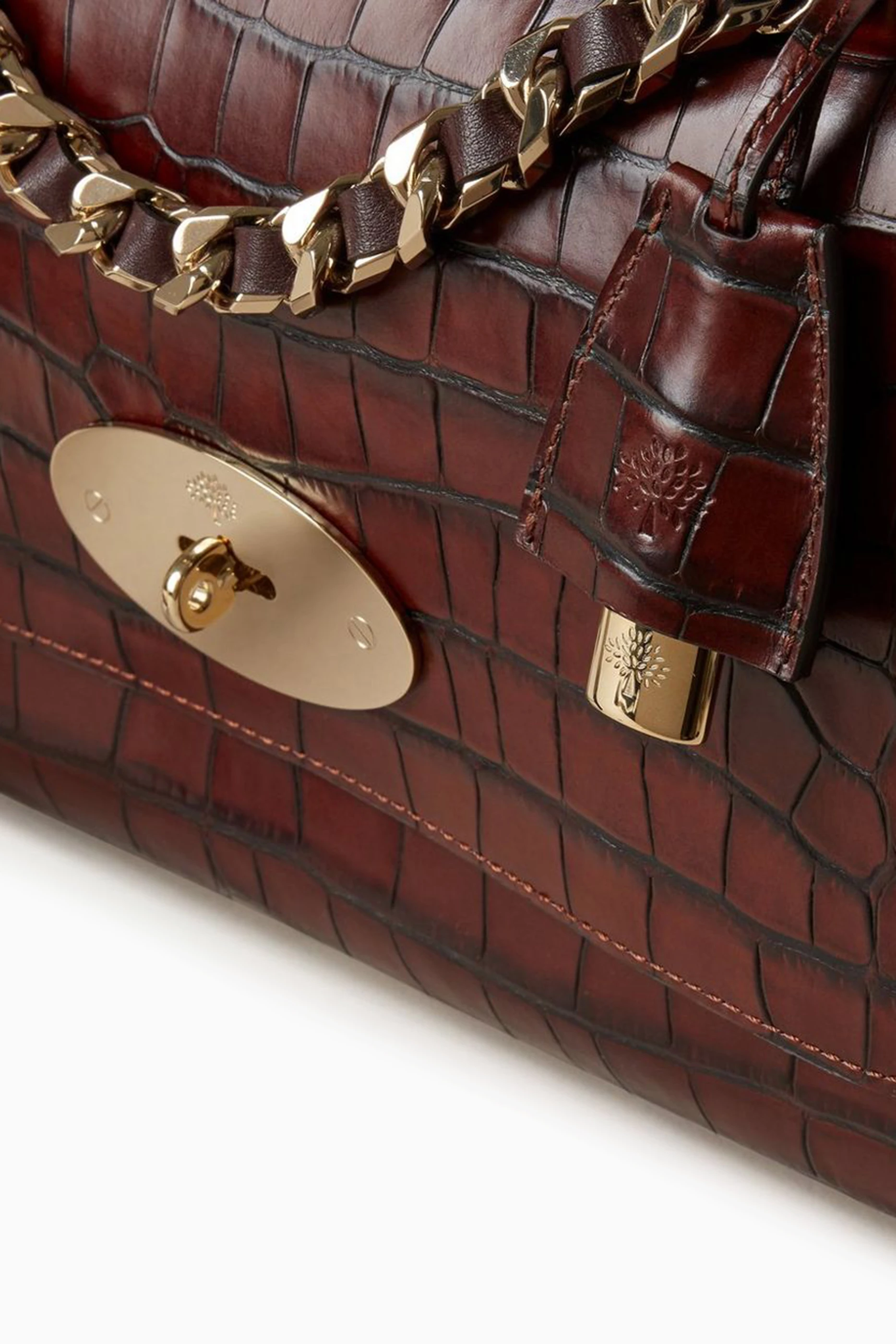 Buy Mulberry Brown Medium Lily Top Handle Bag in Vintage Croc embossed Leather For Women Online Ounass UAE
