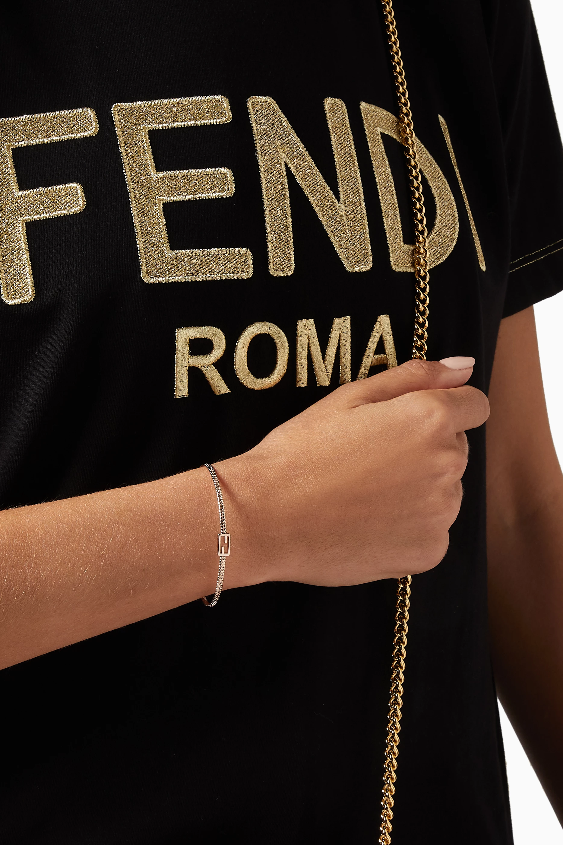Buy Fendi Rose Gold FF Baguette Bracelet in Metal For Women Online Ounass UAE