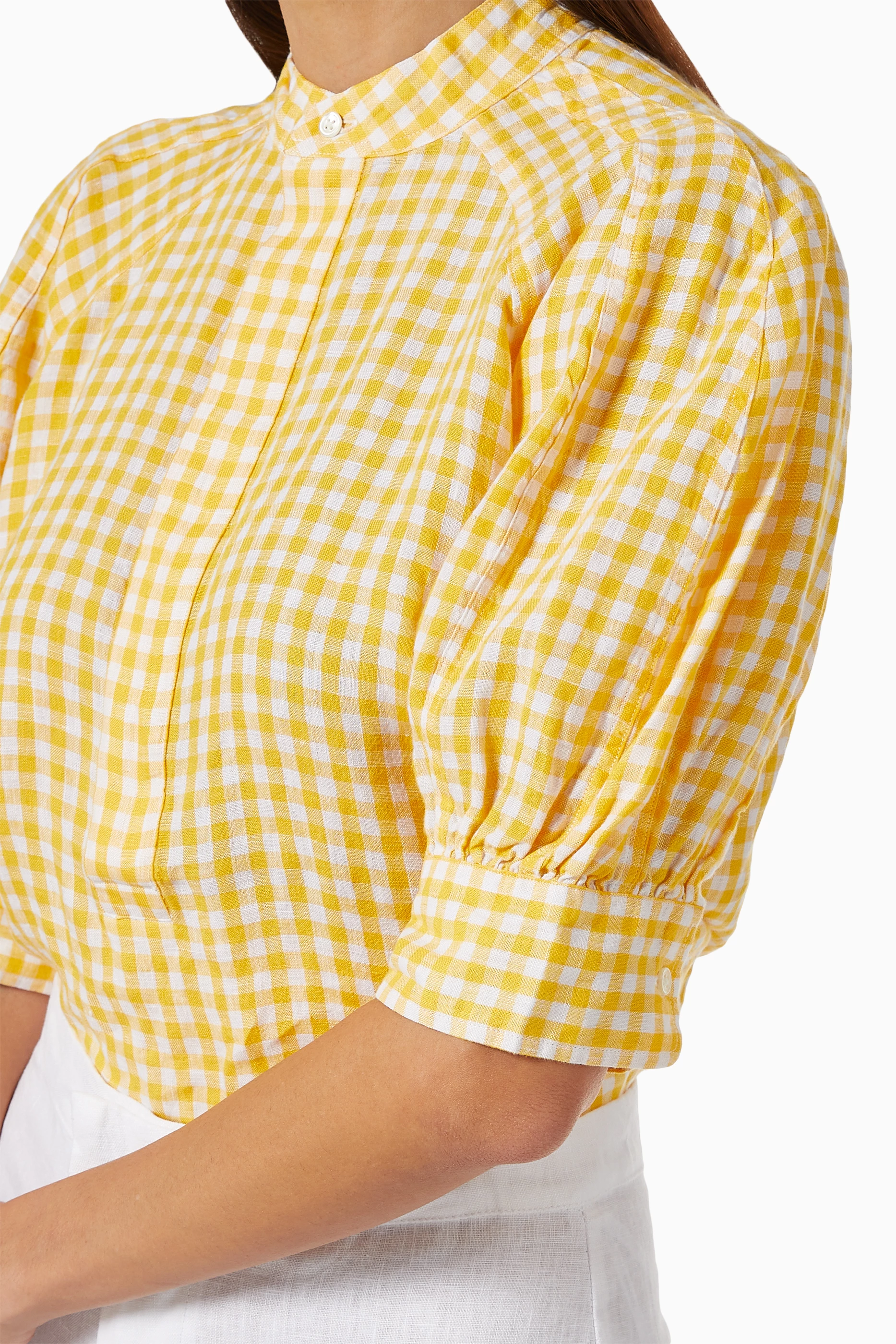 Yellow gingham blouse discount