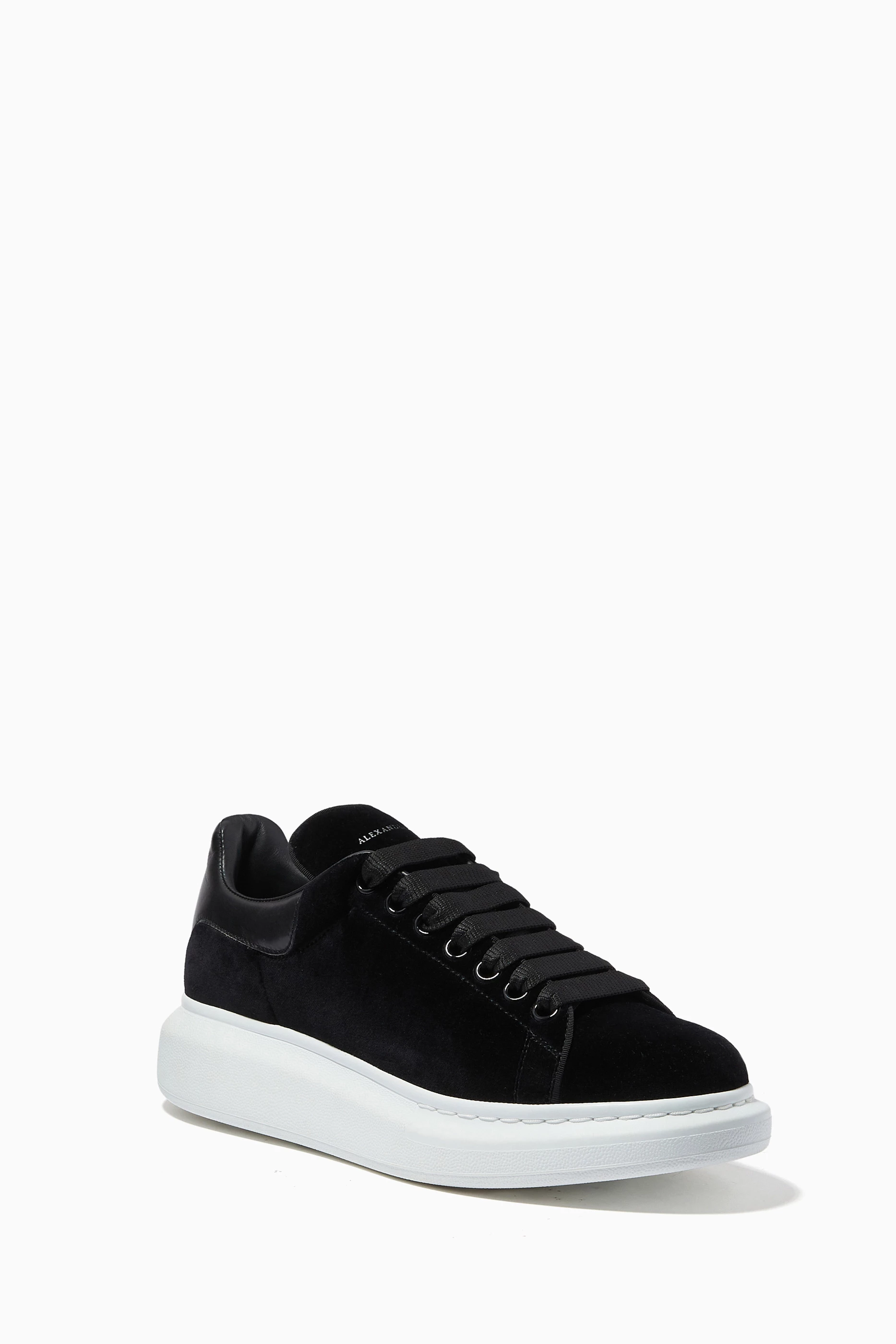 Buy Alexander McQueen Black Oversized Sneakers in Velvet For Women Online Ounass UAE