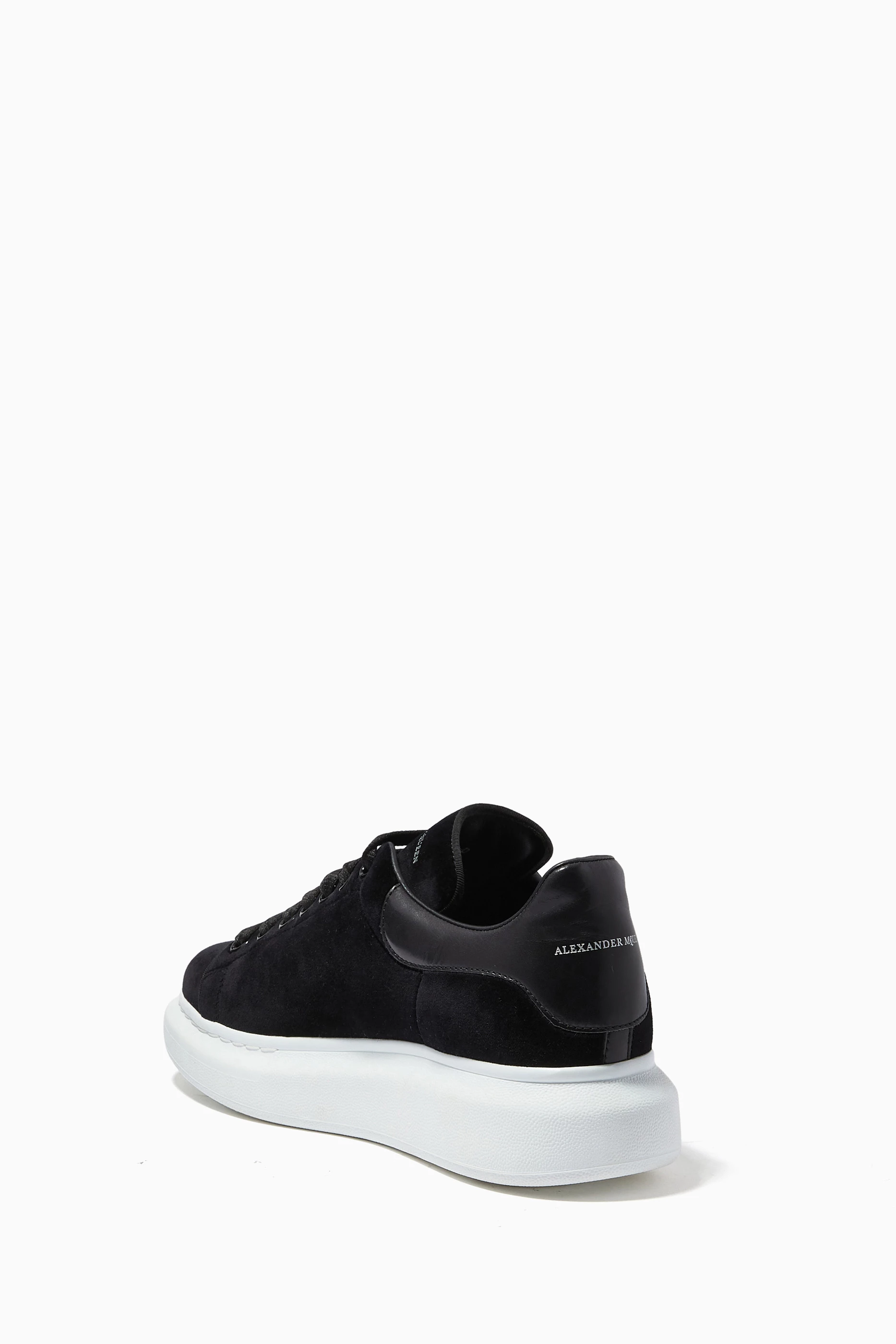 Alexander mcqueen black velvet platform sneakers online