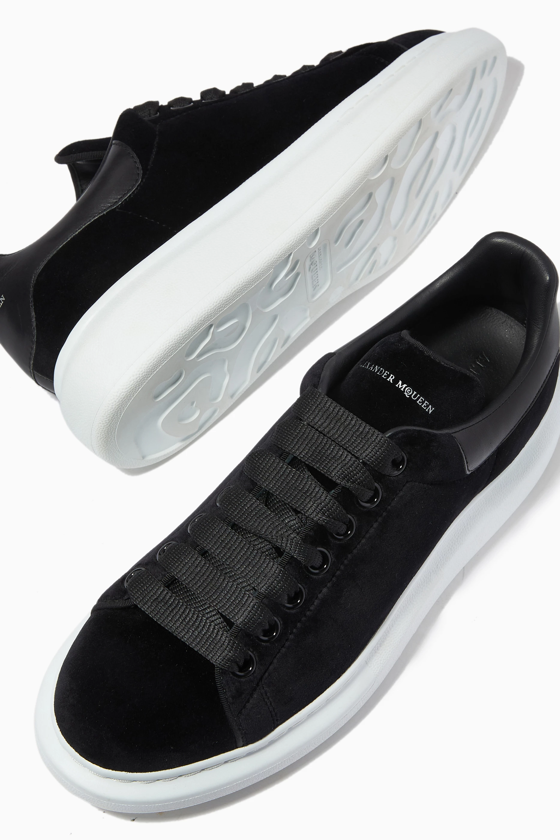 Buy Alexander McQueen Black Oversized Sneakers in Velvet For Women Online Ounass UAE