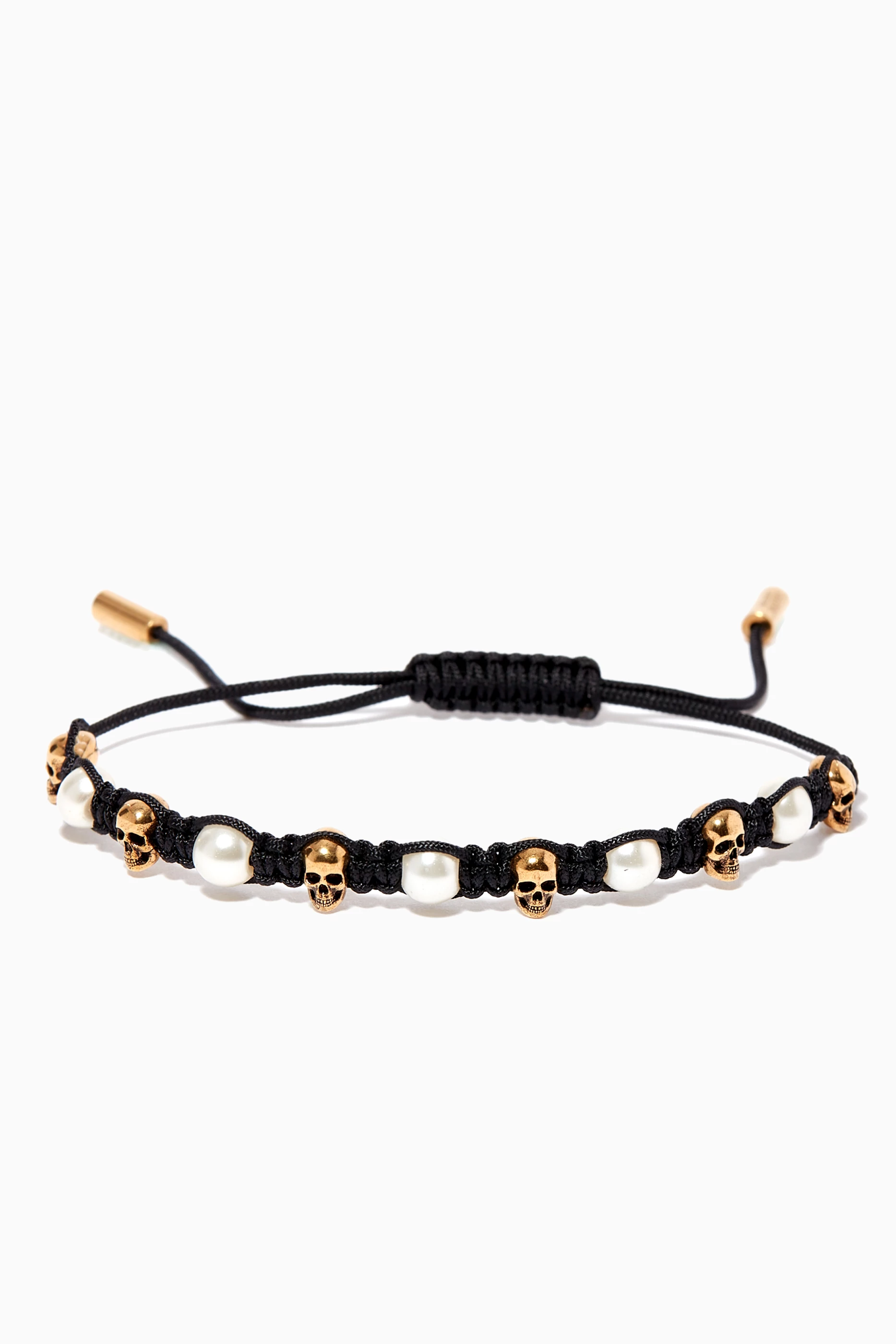 【関税&送料込】Alexander Mcqueen Friendship Bracelet With S Women's Pearly Skull Friendship Bracelet in Black | McQueen US