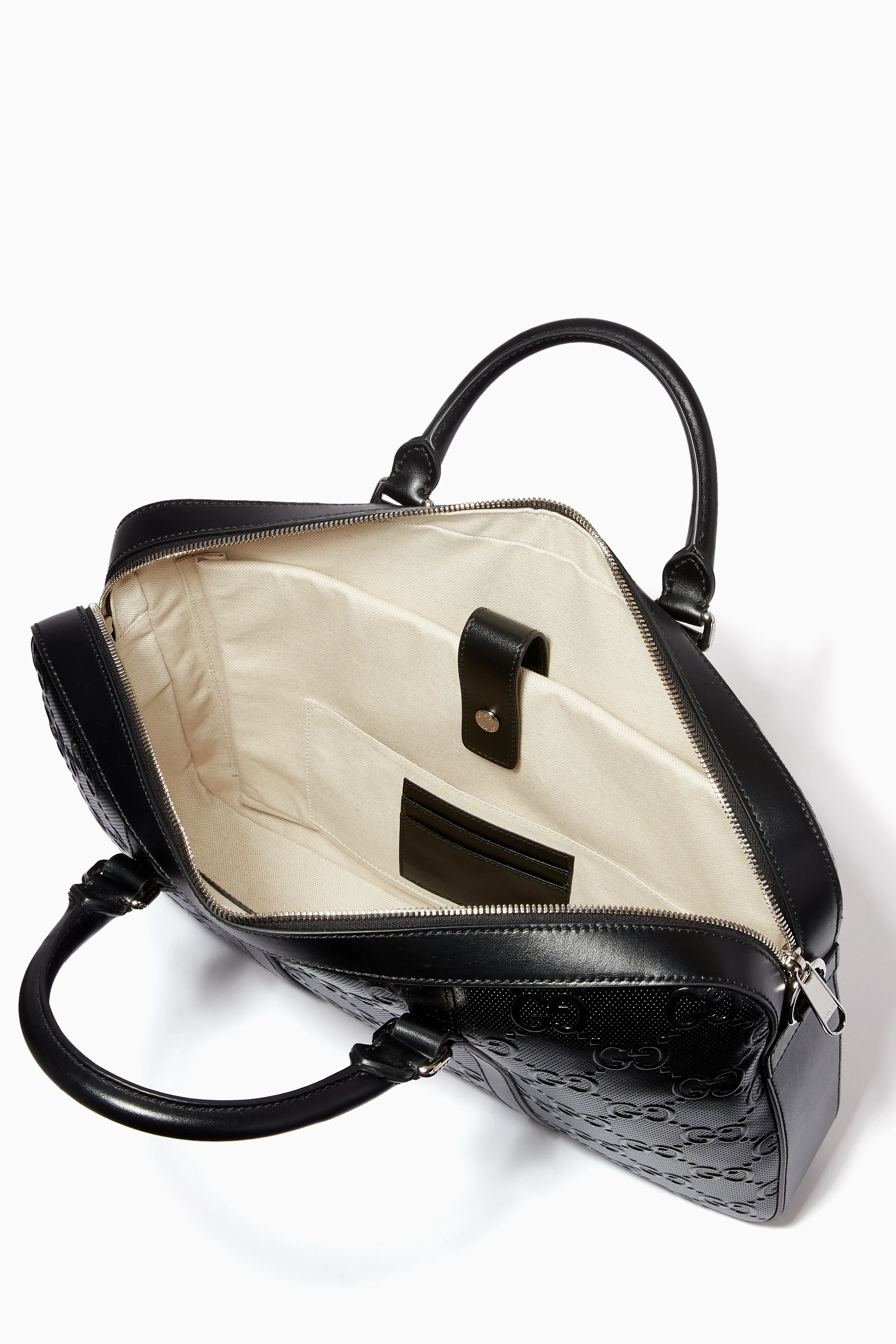 Buy Gucci Black Briefcase in GG Embossed Leather For Men Online Ounass UAE