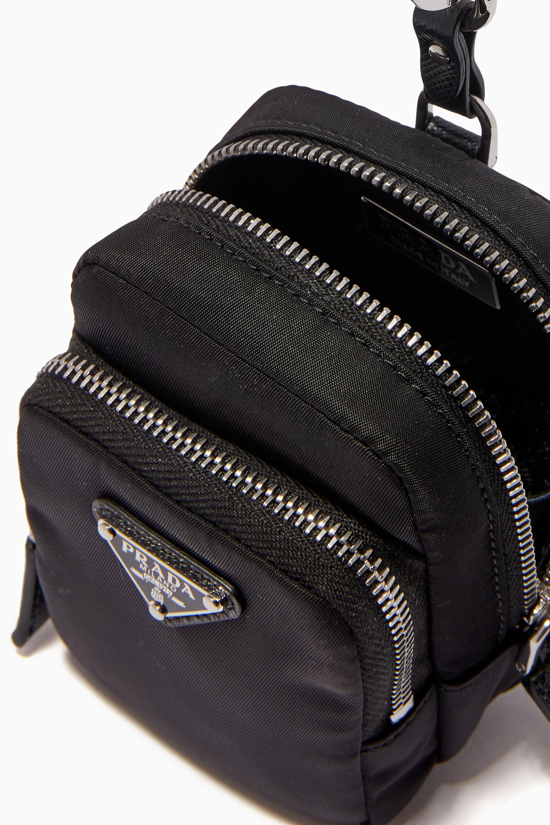 Buy Prada Black Triangle Logo Mini Pouch in Re Nylon Saffiano Leather For Men Online Ounass UAE