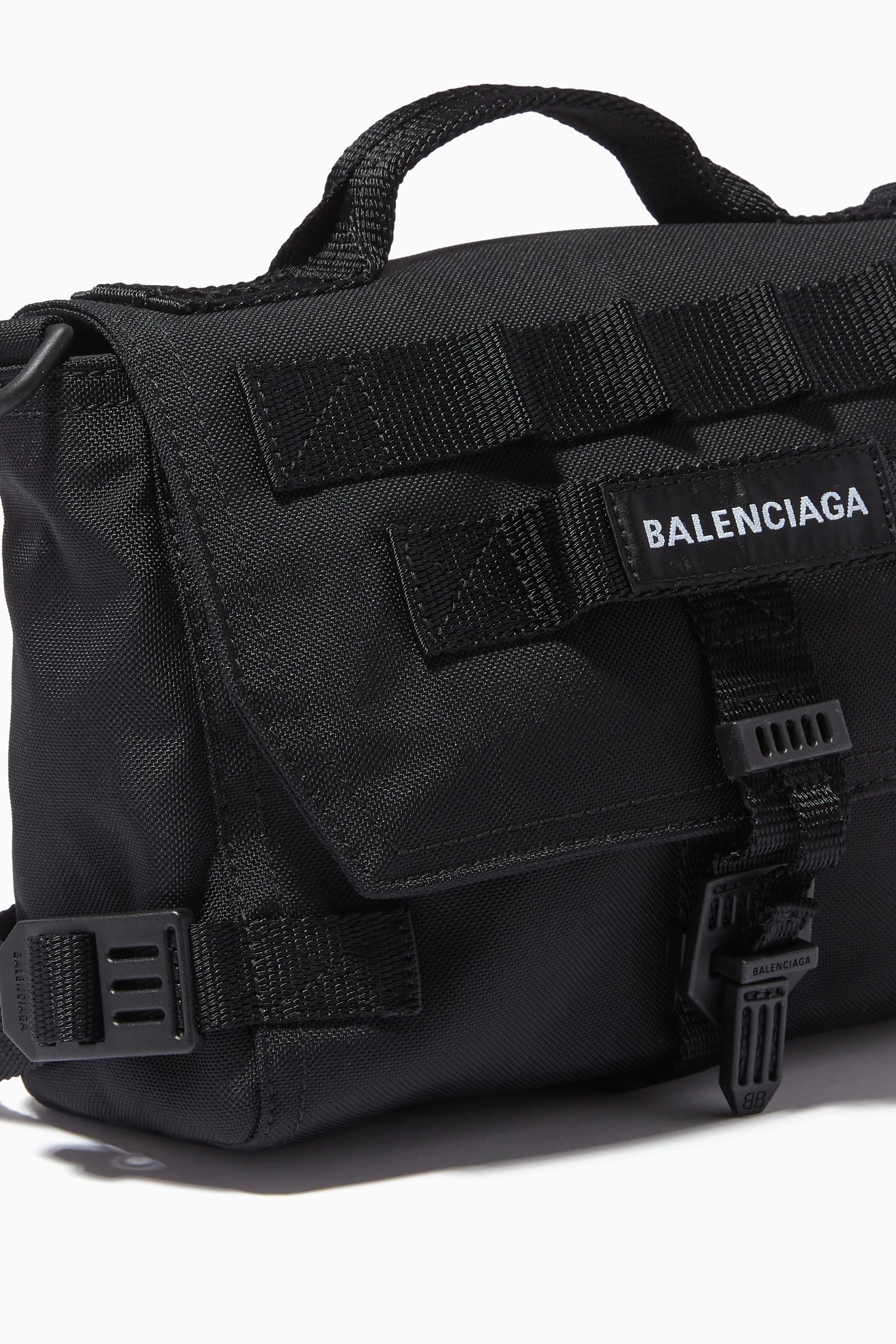 Buy Balenciaga Black Army Messenger Bag in Recycled Nylon