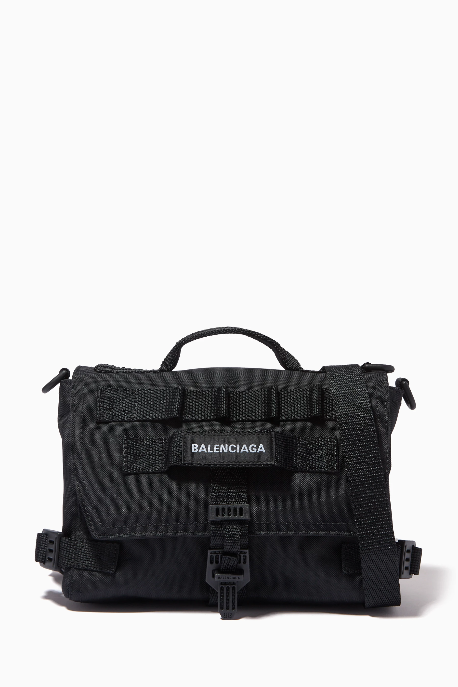 Buy Balenciaga Black Army Messenger Bag in Recycled Nylon